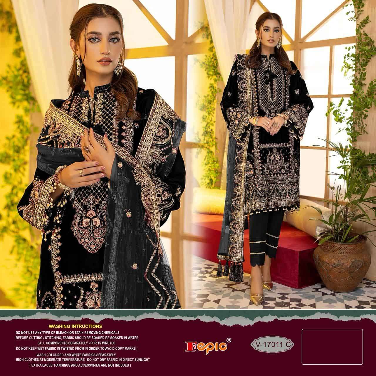 Fepic V 17011 Colors Heavy Designer Winter Wear Pakistani Party Wear Suit Wholesalers view 3