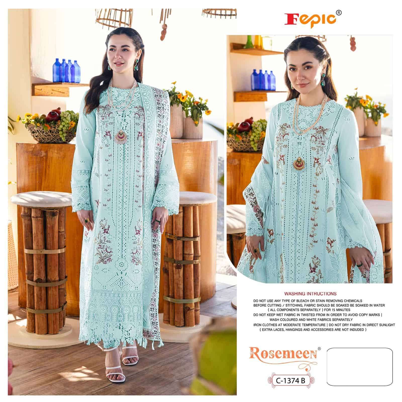 Fepic C 1374 Colors Pakistani Designer Pure Cotton Salwar Kameez Wholesalers view 2