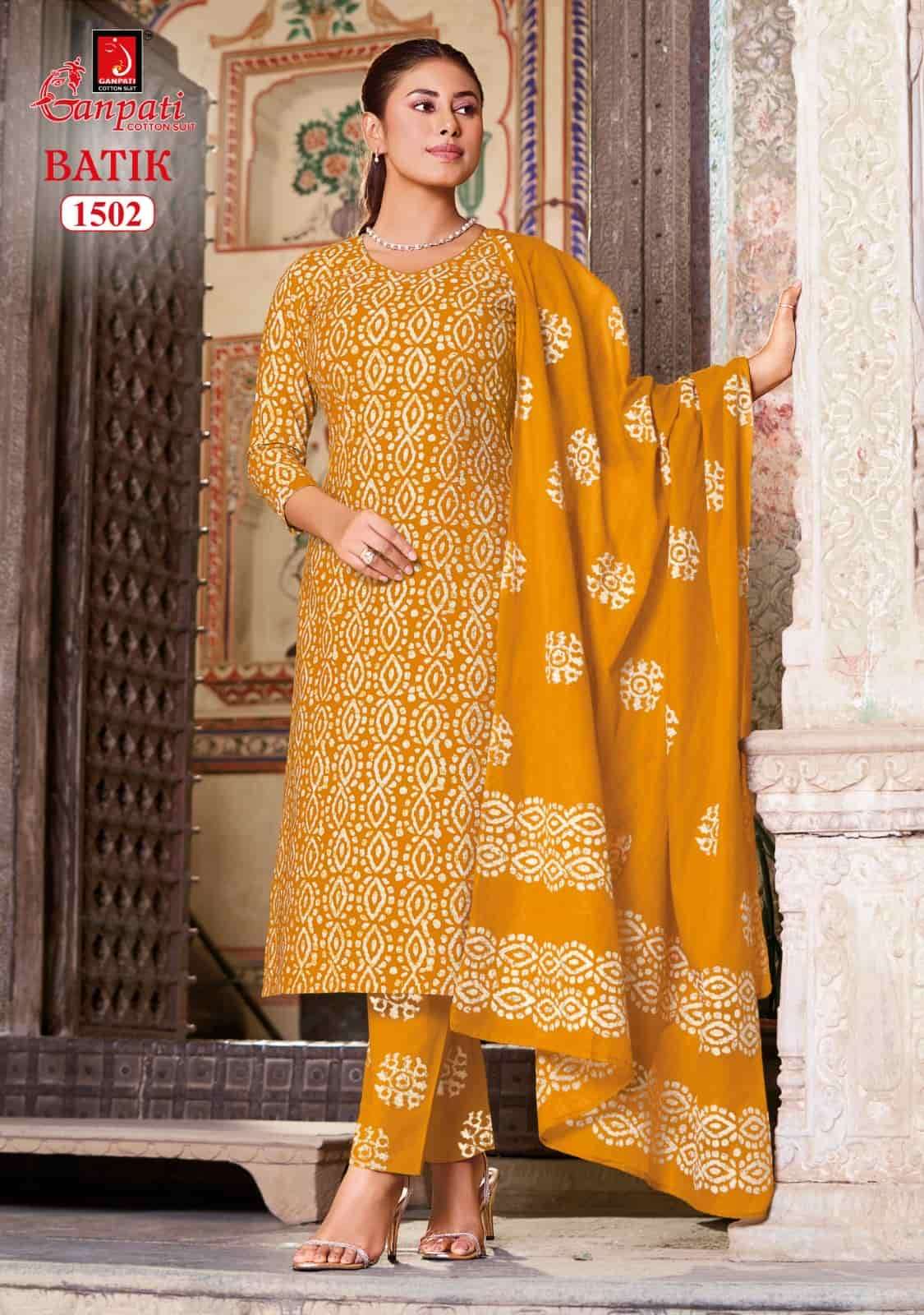Ganpati Batik With Pant Vol 15 Unstitch Cotton Ladies Dress view 12