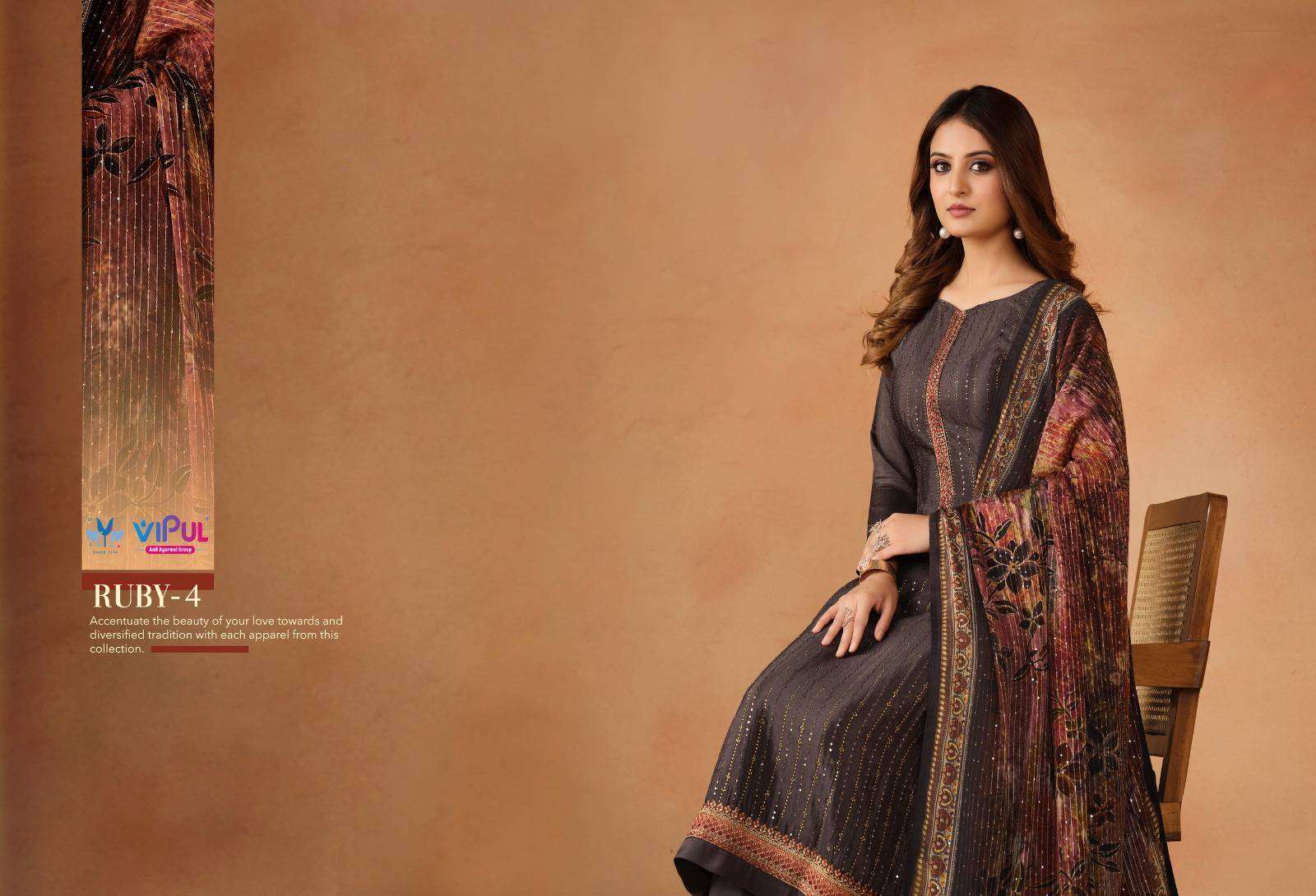 Vipul Ruby Vol 4 Fancy Straight Designs Festive Wear Dress Catalog Exporter view 8