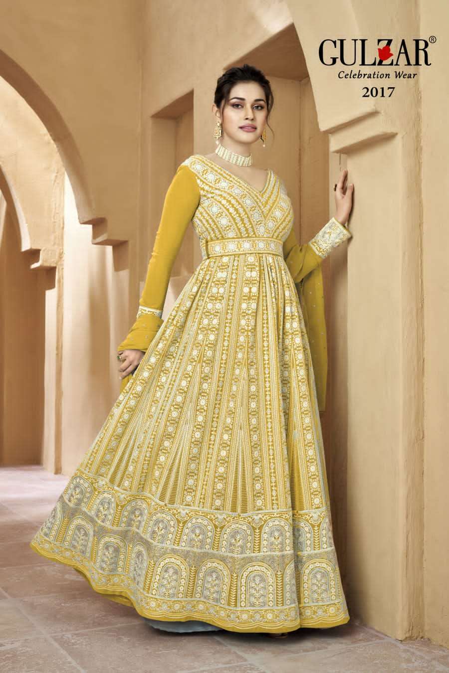 Gulzar Resham Latest Designer Anarkali Gown Partywear Collection view 3