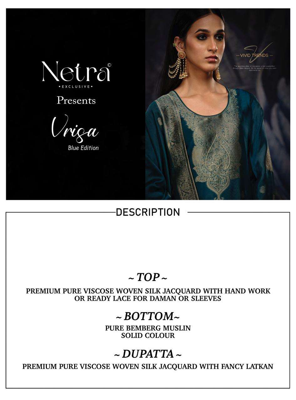 Netra Vrisa Blue Edition Partywear Style Jacquard Suit Latest Collection view 4
