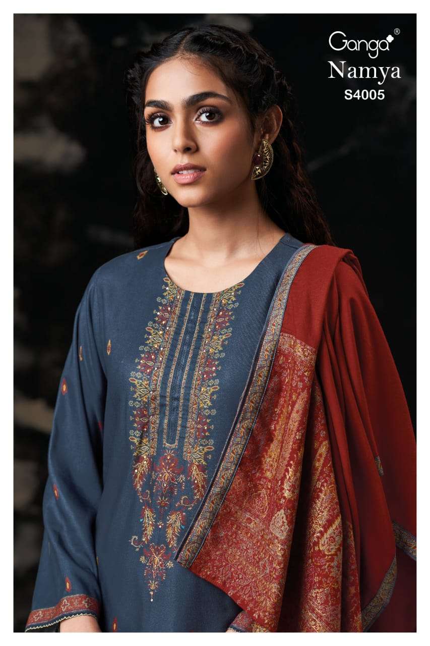 Ganga Fashion Namya 4005 Pure Pashmina Premium Design Suit Winter Collection view 4