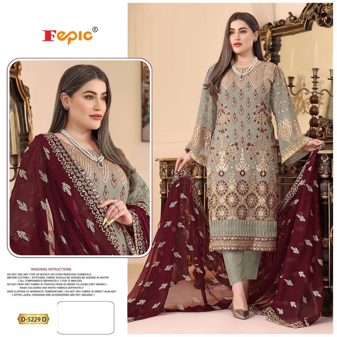 Fepic D 5229 Colors Heavy Embroidery Work Pakistani Suit Collection view 7