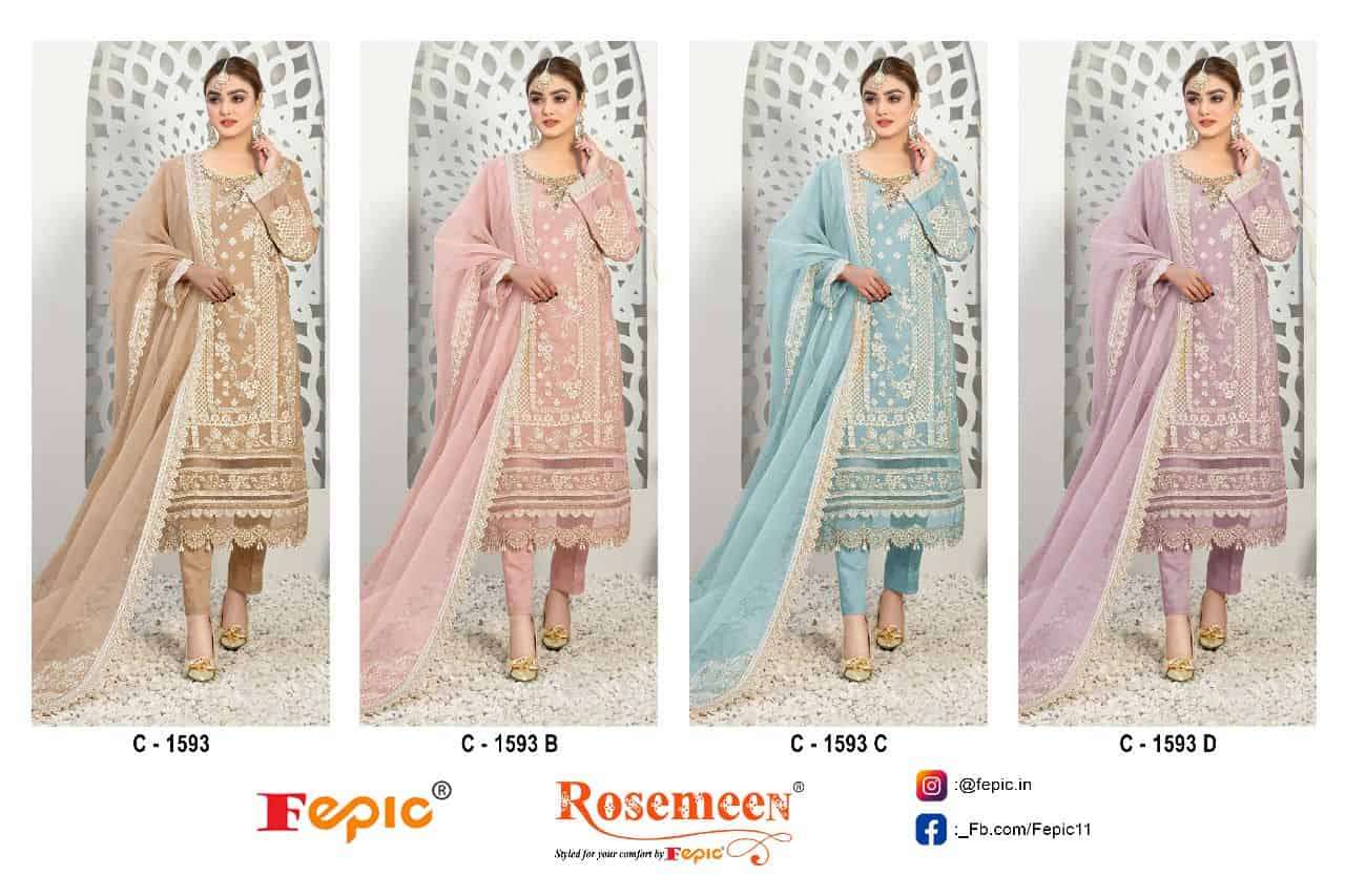 Fepic C 1593 Colors Party Wear Style Heavy Designer Pakistani Suit Wholesalers view 5