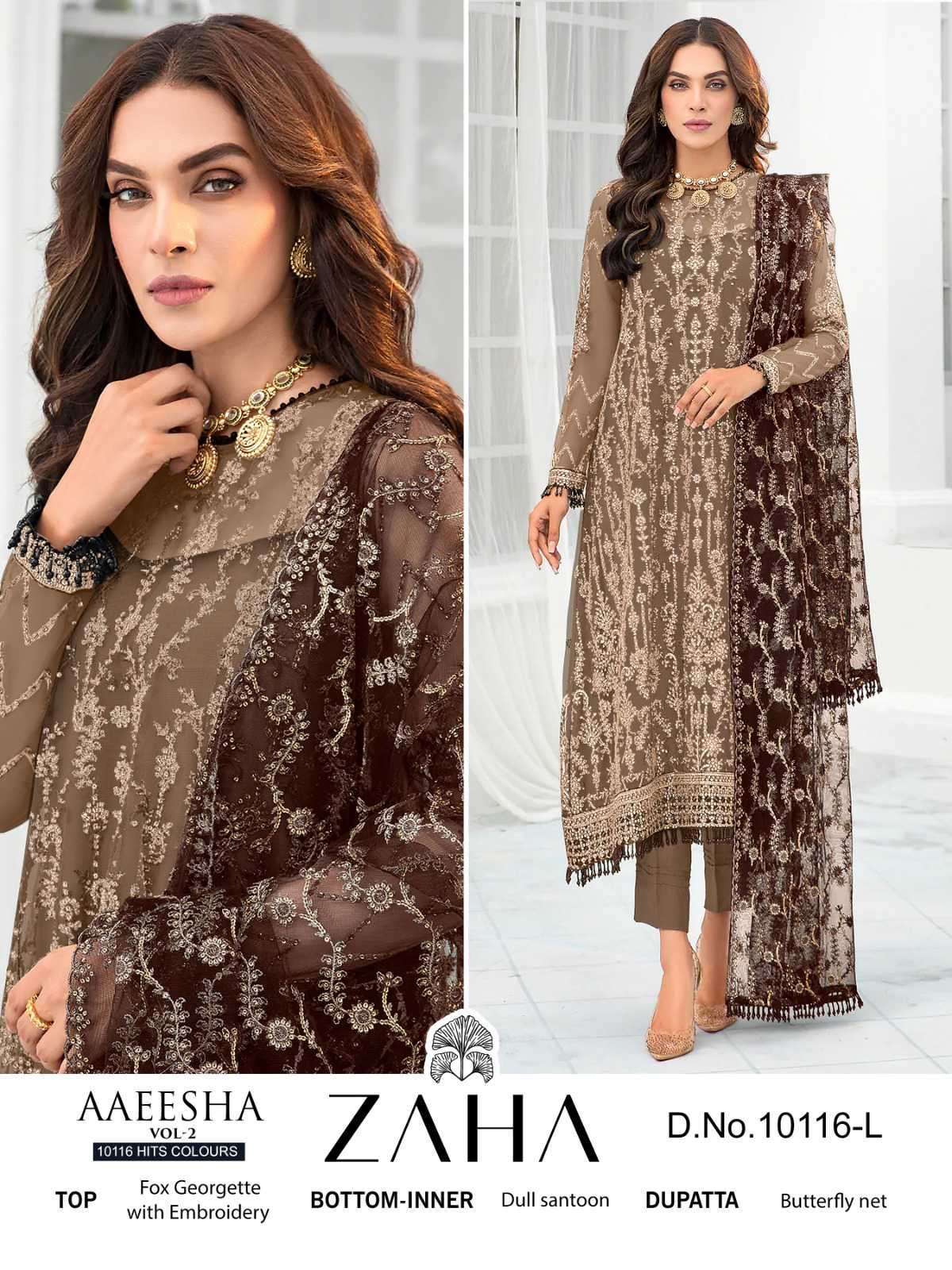 Zaha Aaeesha Vol 2 10116 Hits Colours 3 Designer Pakistani Dress view 5