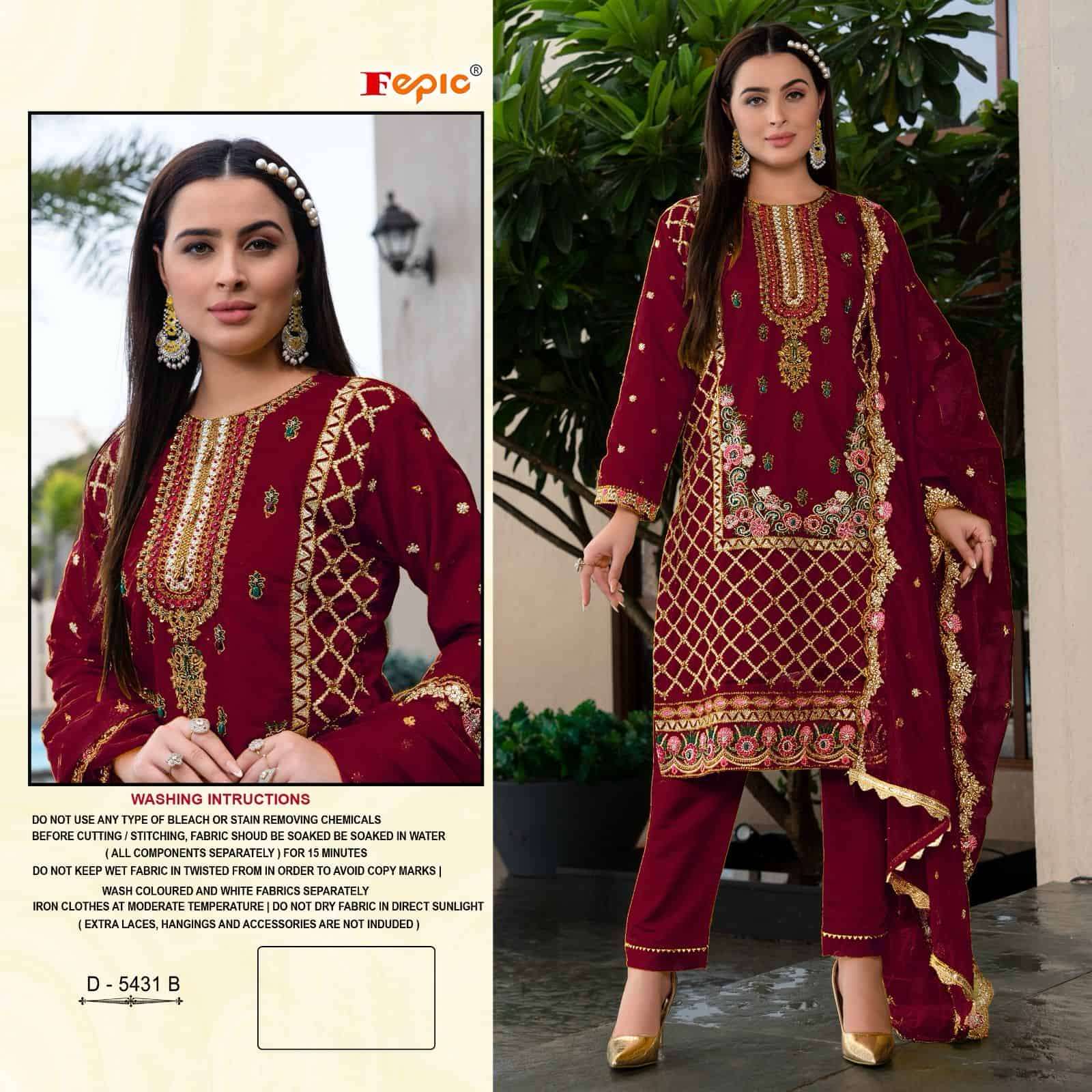 Fepic D 5431 B Luxe Organza Pakistani Unstitched Dress Online