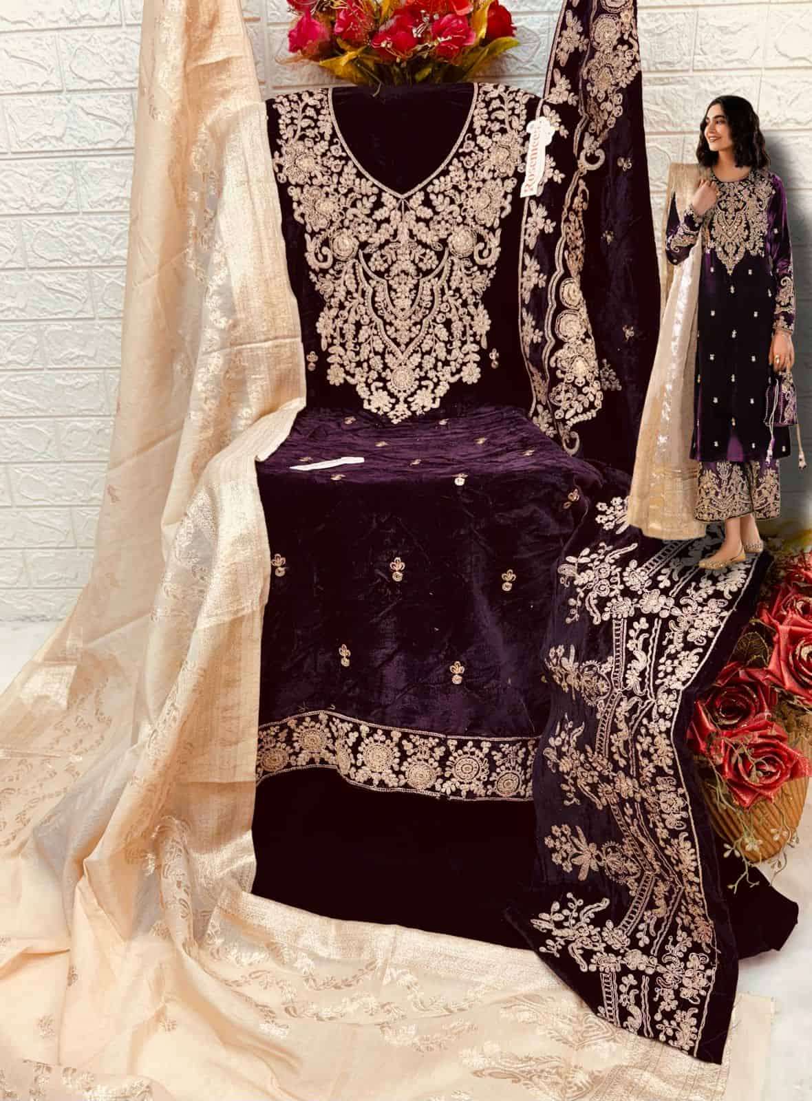 Fepic V 17027 Pakistani Style Designer Winter Wear Salwar Suit Exporter view 2