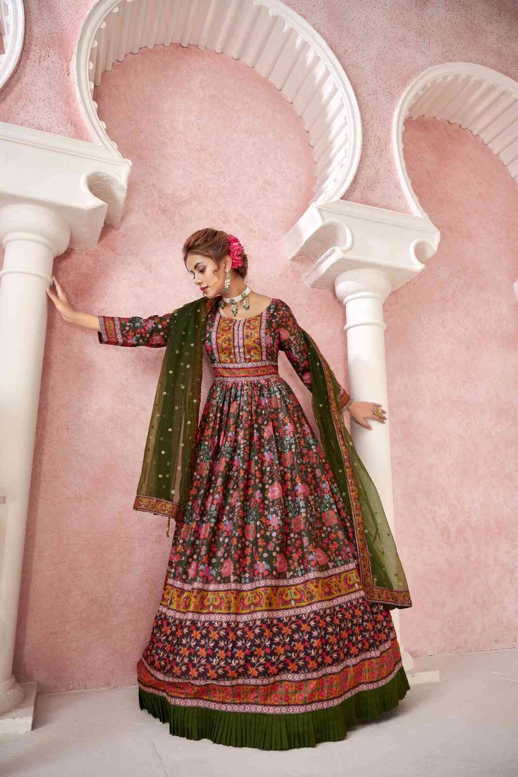 Tejasvee Kimaya 22001 To 2205 Partywear Silk Gown Dupatta Set view 8