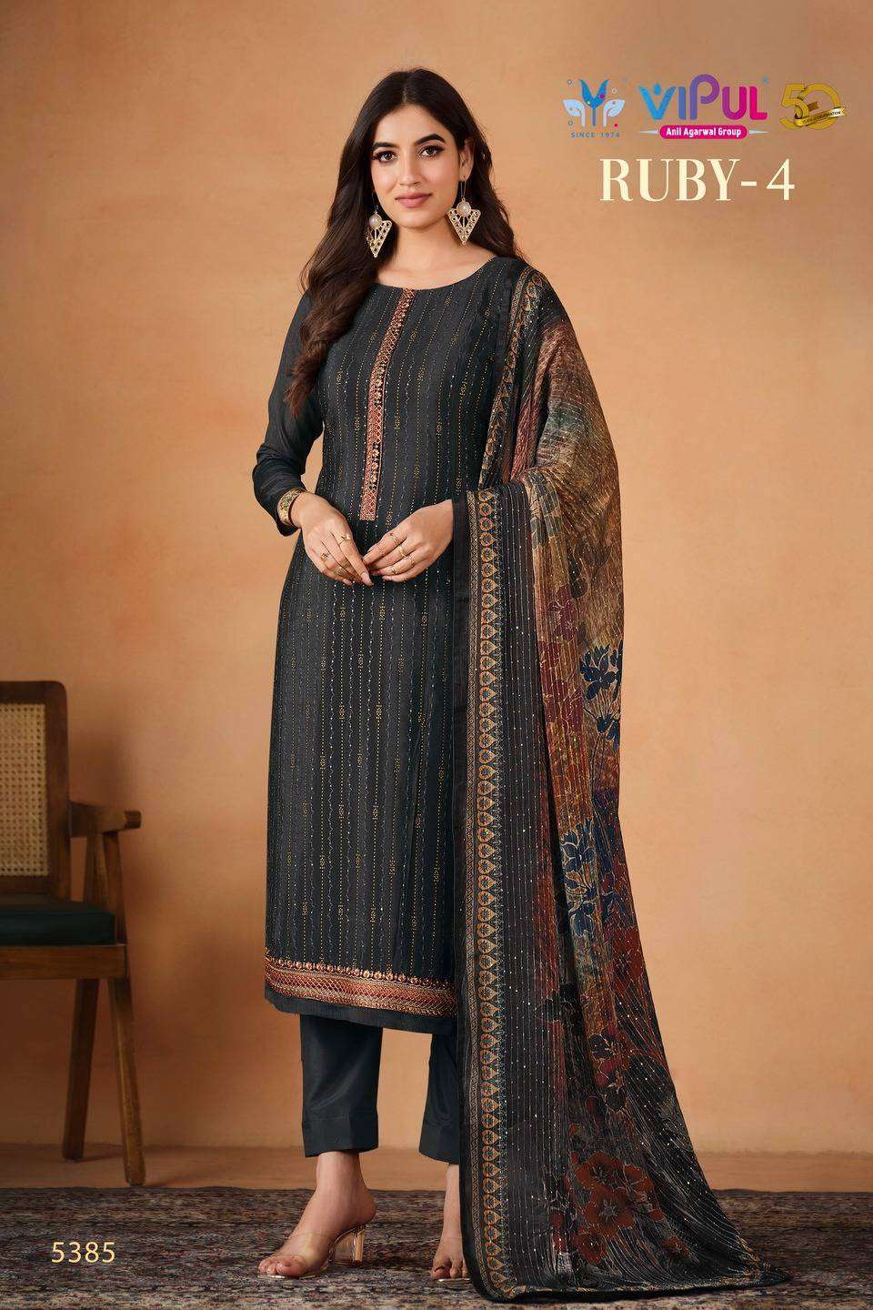 Vipul Ruby Vol 4 Fancy Straight Designs Festive Wear Dress Catalog Exporter view 15