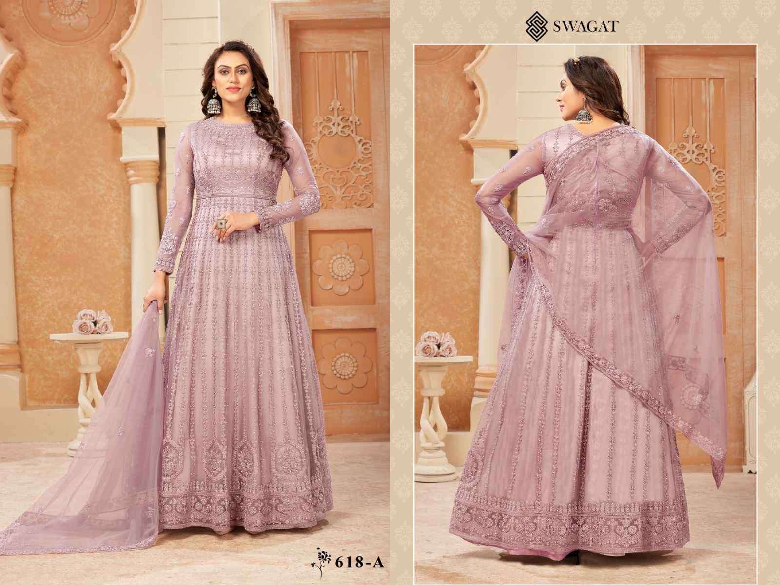 Swagat 618 Colors Partywear Net Anarkali Gown view 3