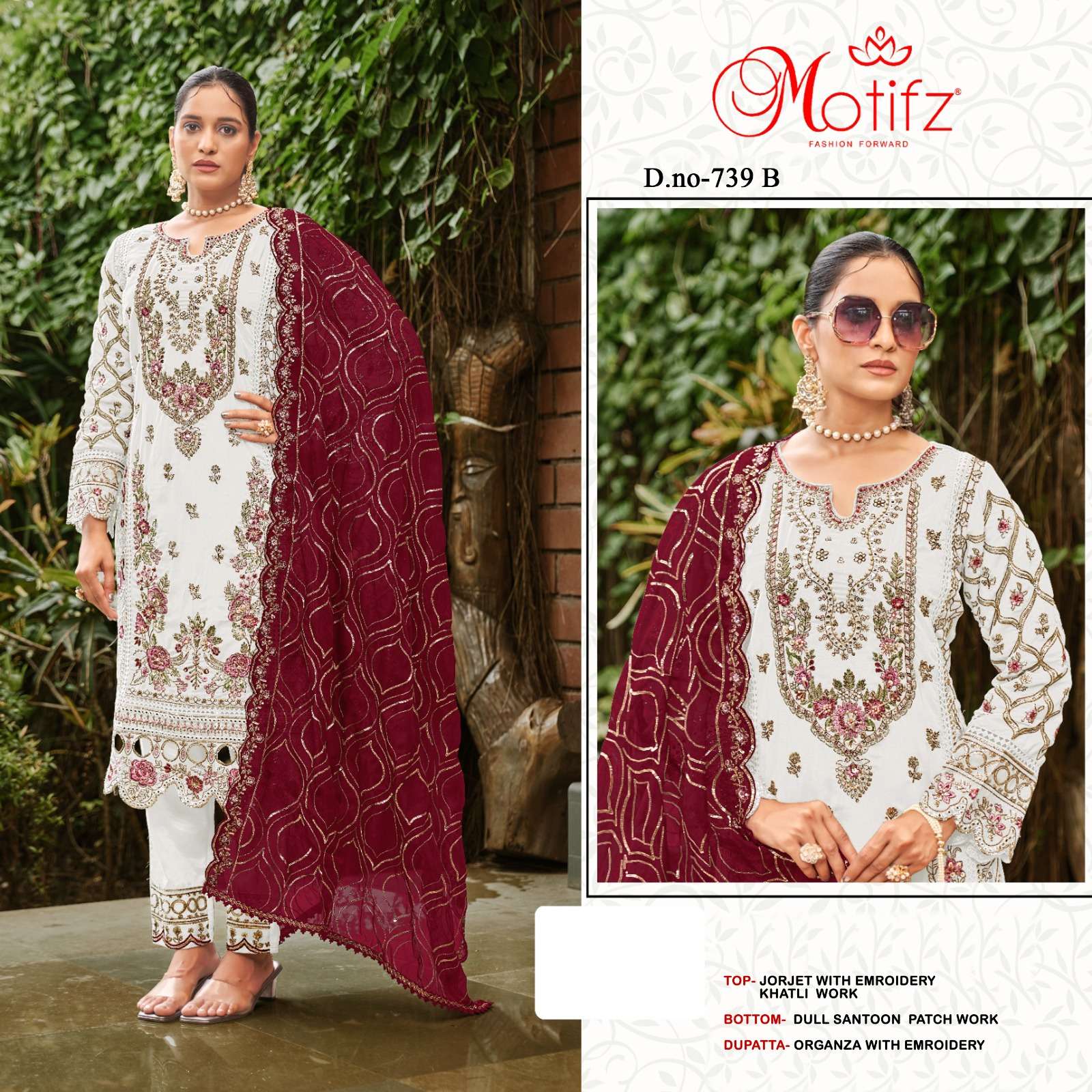 Motifz 739 Pakistani Georgette Embroidered Salwar Kameez Exporter view 2