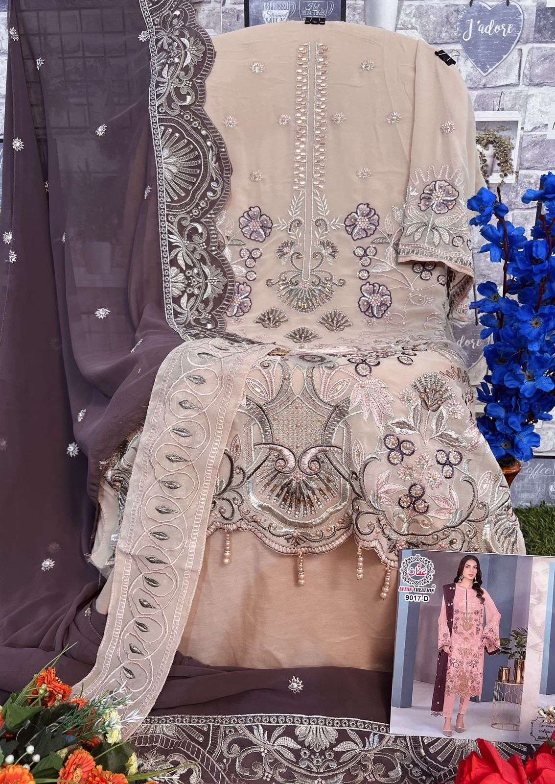 Affan Creation 9017 Colors Heavy Embroidered Pakistani Suit New Designs view 13