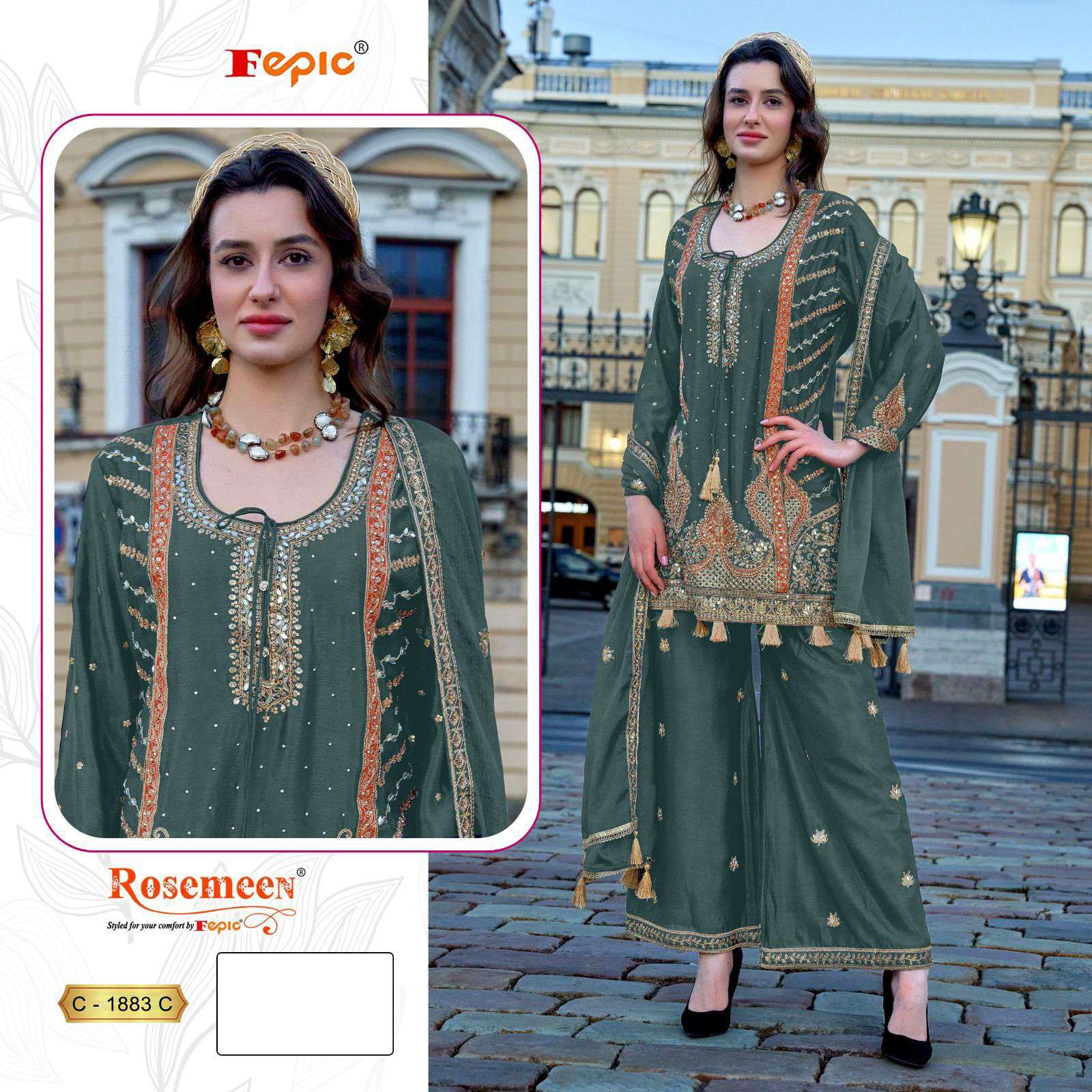 Fepic C 1883 Colors Partywear Style Pakistani Suit New Collection view 3