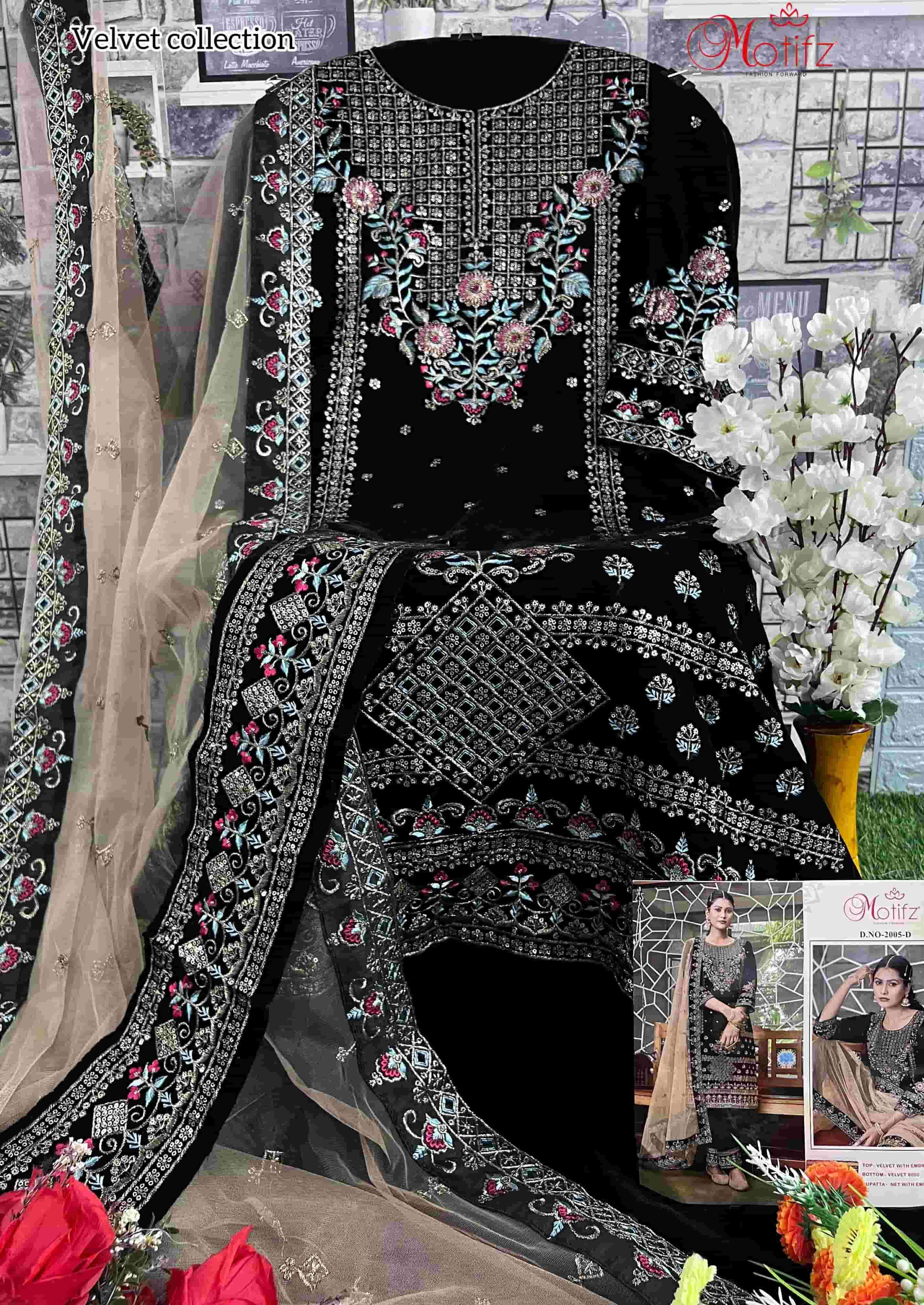 Motifz 2005 Colors Pakistani Latest Designer Festive Collection Velvet Dress Exporters view 8