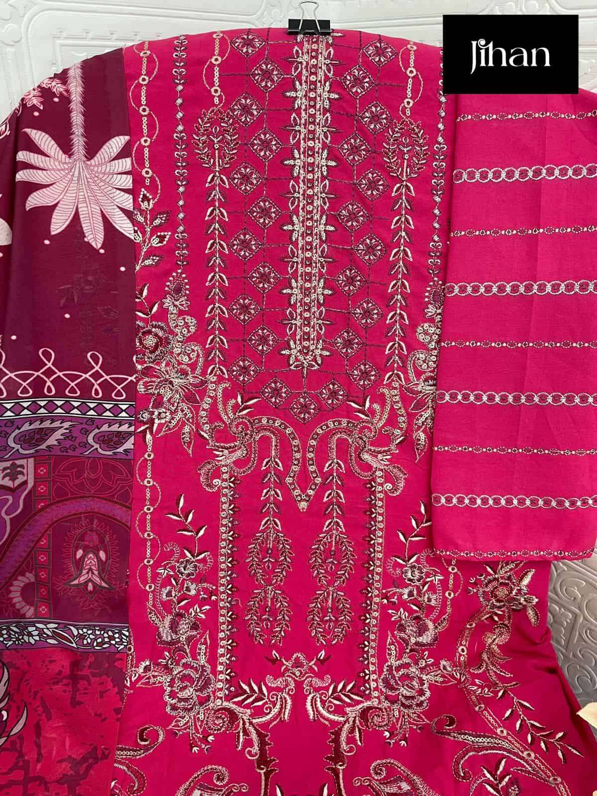 Jihan Riwayat Luxury Lawn Collection Embroidered Designer Dress Ensemble view 12