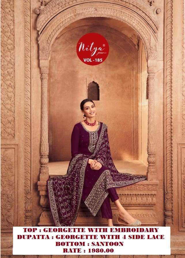 LT Fabrics nitya Vol 185 Party Wear georgette Straight Suit Collection view 14