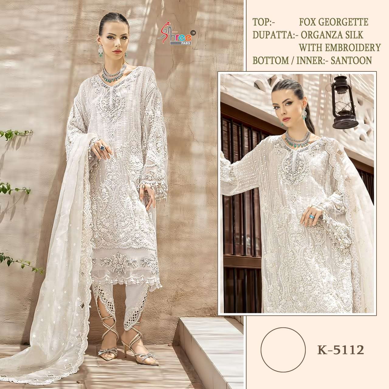Shree Fabs K 5112 Pakistani Designer Georgette Embroidered Suit Ensemble