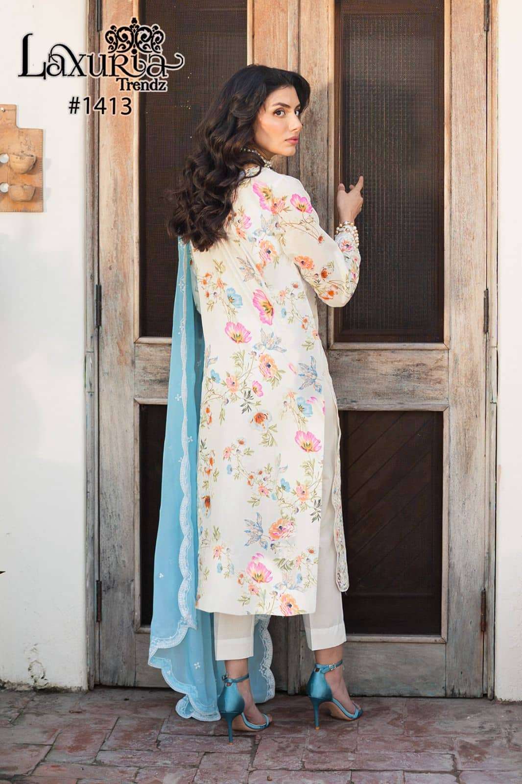 Laxuria Trends 1413 Fancy Style Readymade Kurti Bottom Dupatta Set view 3