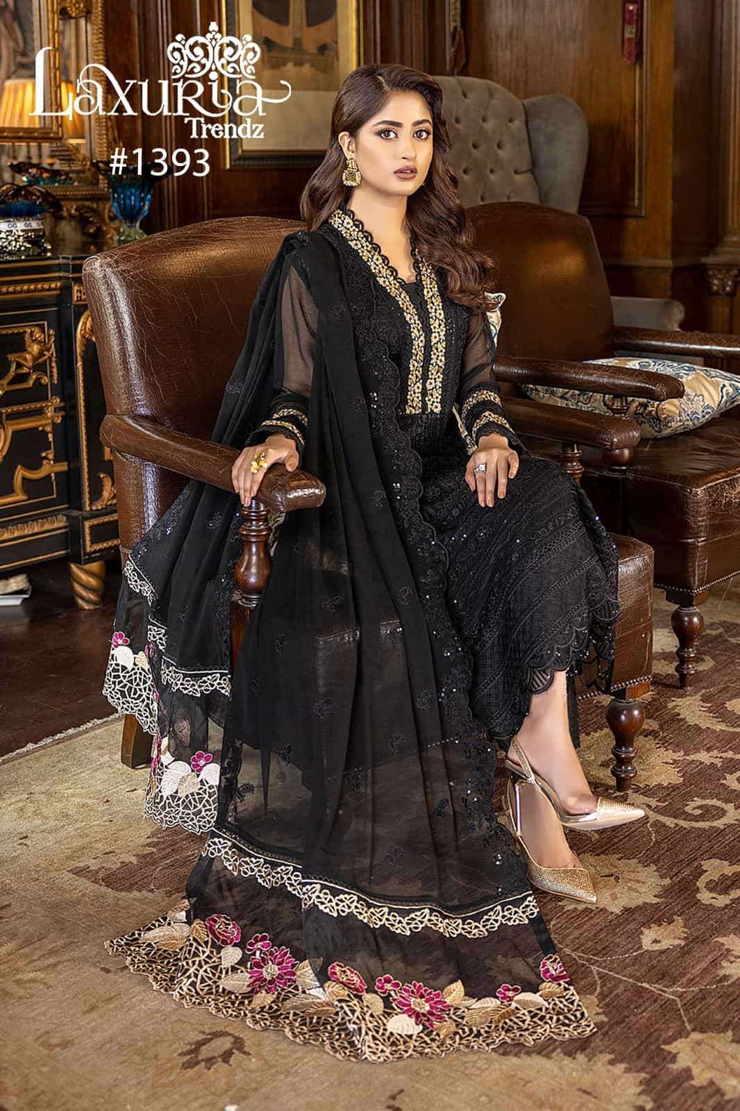 Laxuria Trends 1393 Latest Style Kurti Pant Dupatta Set Readymade Collection view 3