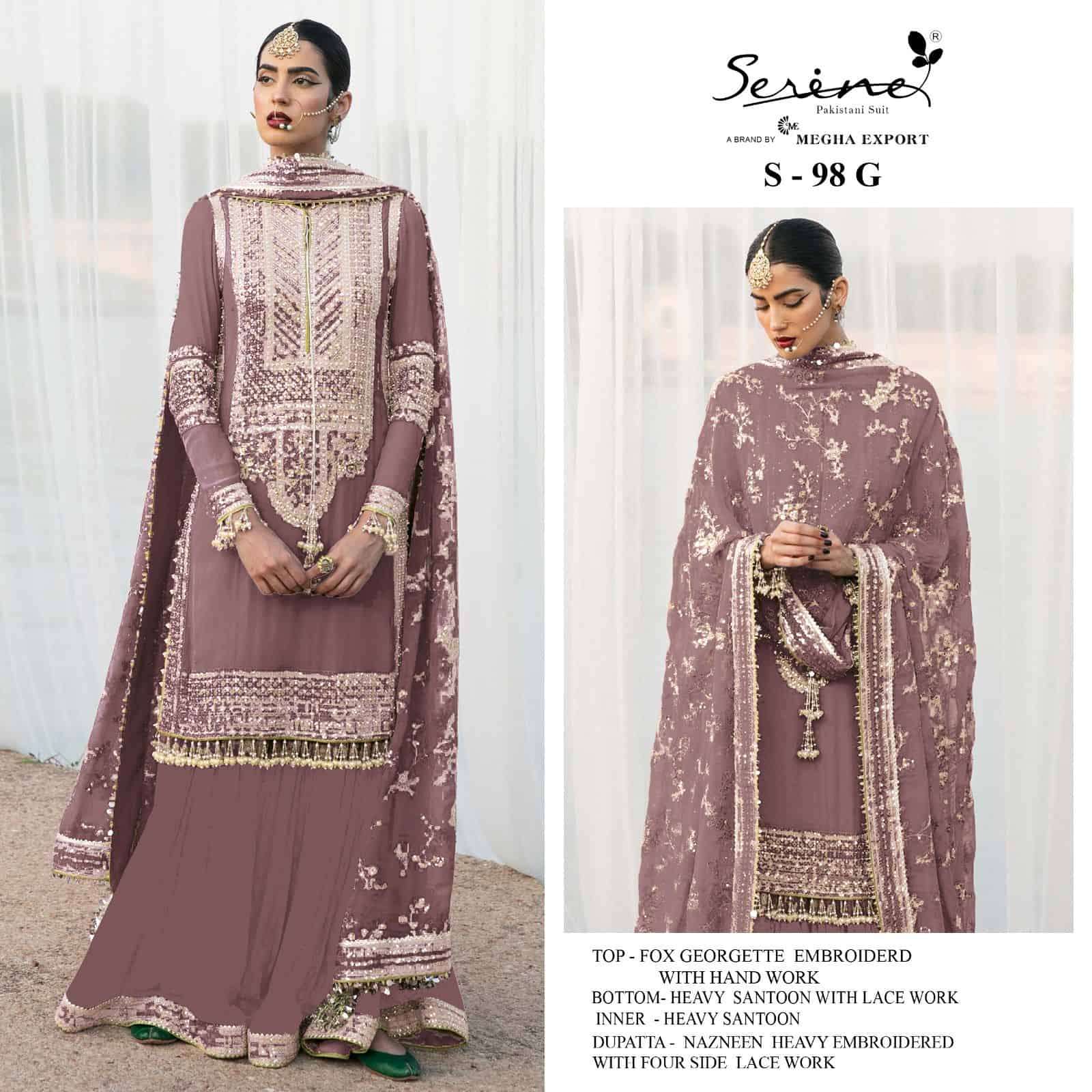 Megha Export Serine S 98 Colors Pakistani Designer Suit Catalog Collection view 3