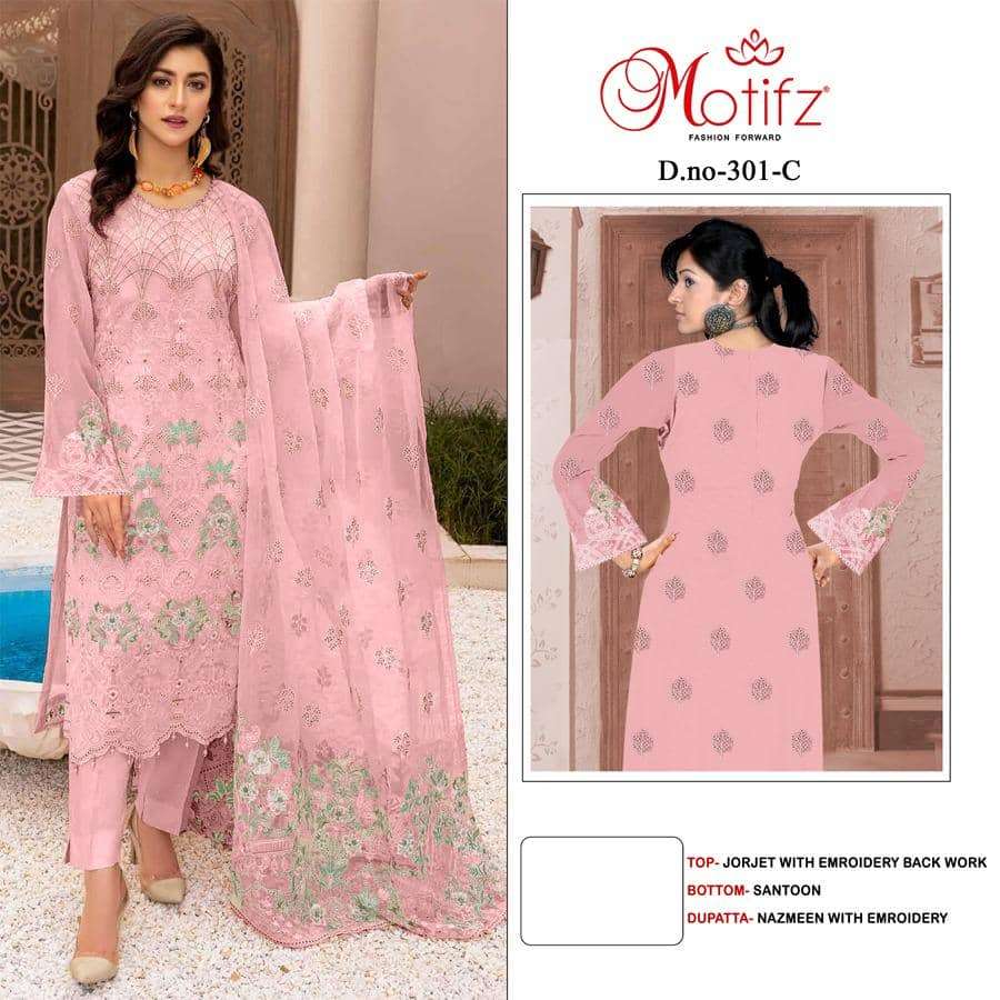 Motifz 301 Colors Pakistani Fancy Designer Style Festive Wear Suit Wholesalers view 4