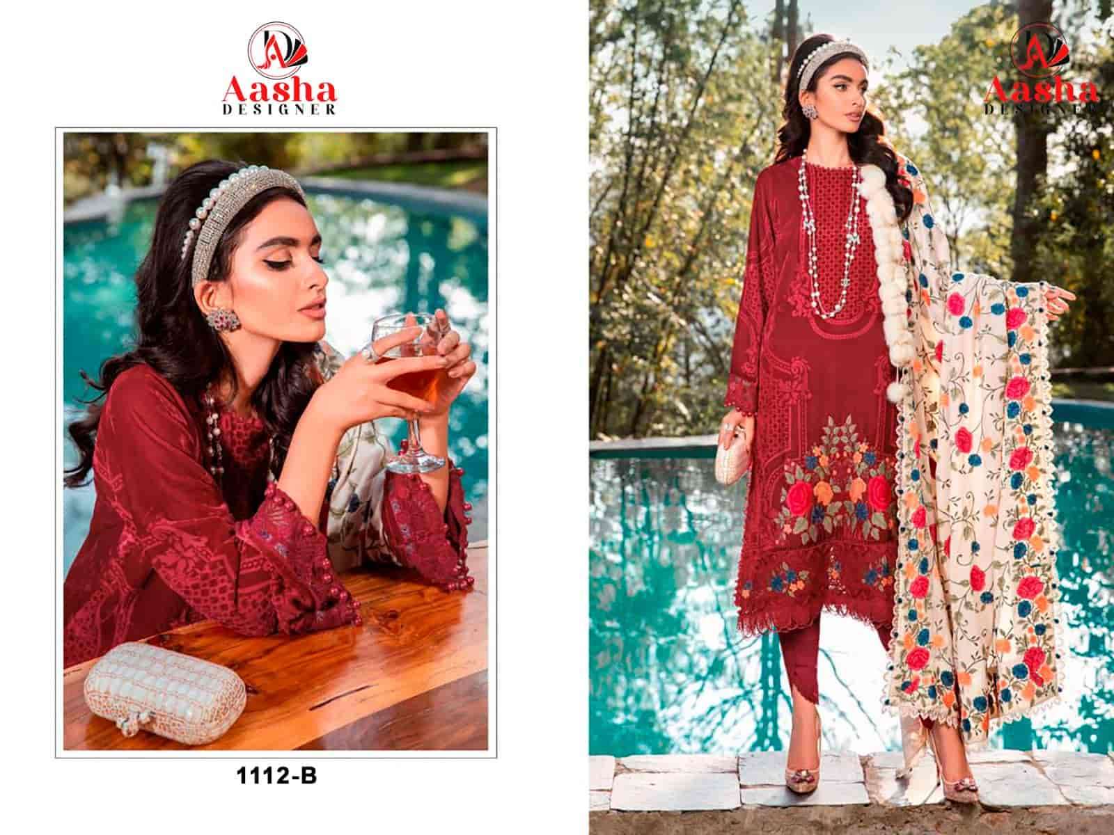 Aasha Designer 1112 Colors Pakistani Designer Embroidered cotton Dress Collection view 2