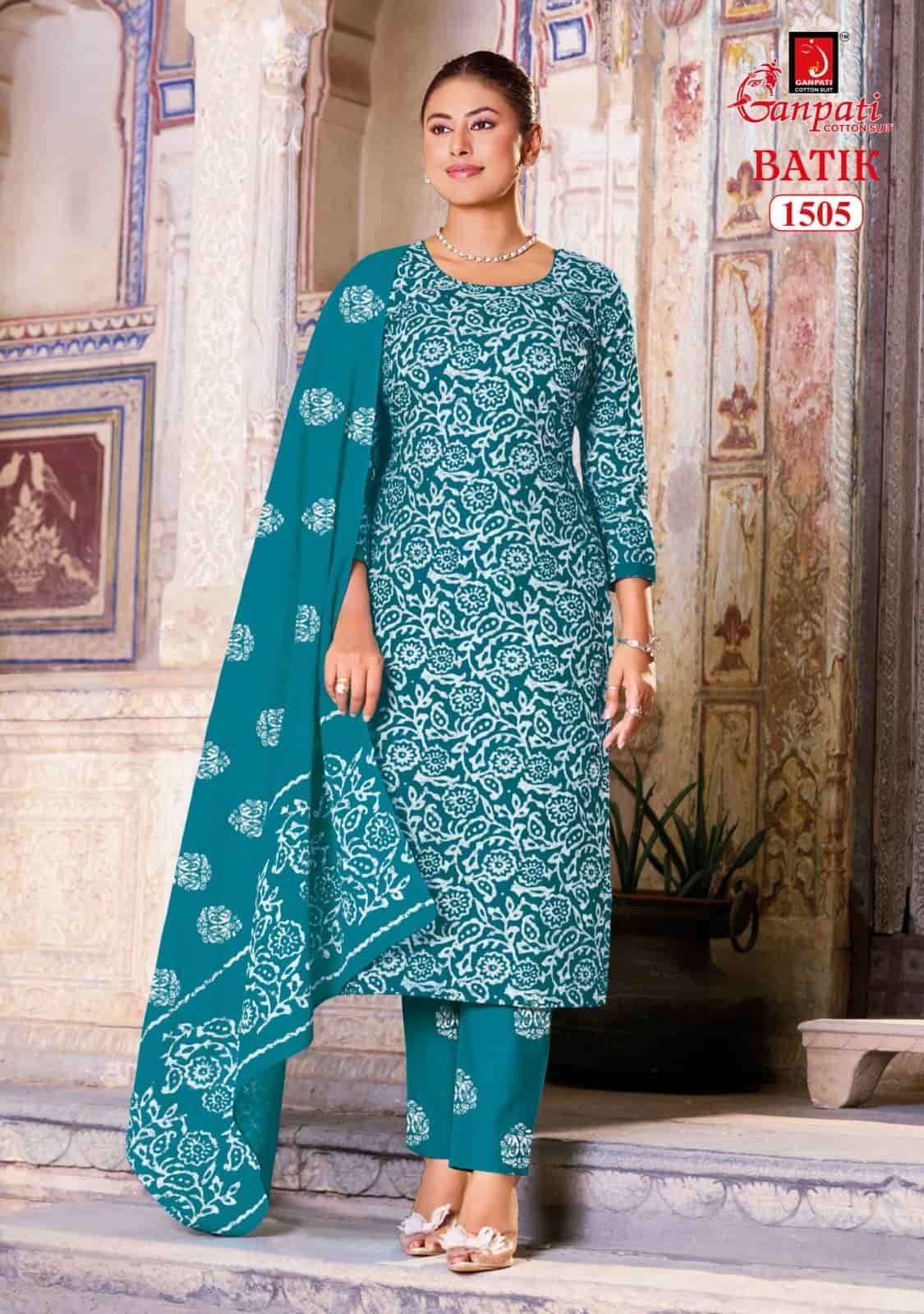 Ganpati Batik With Pant Vol 15 Unstitch Cotton Ladies Dress view 7