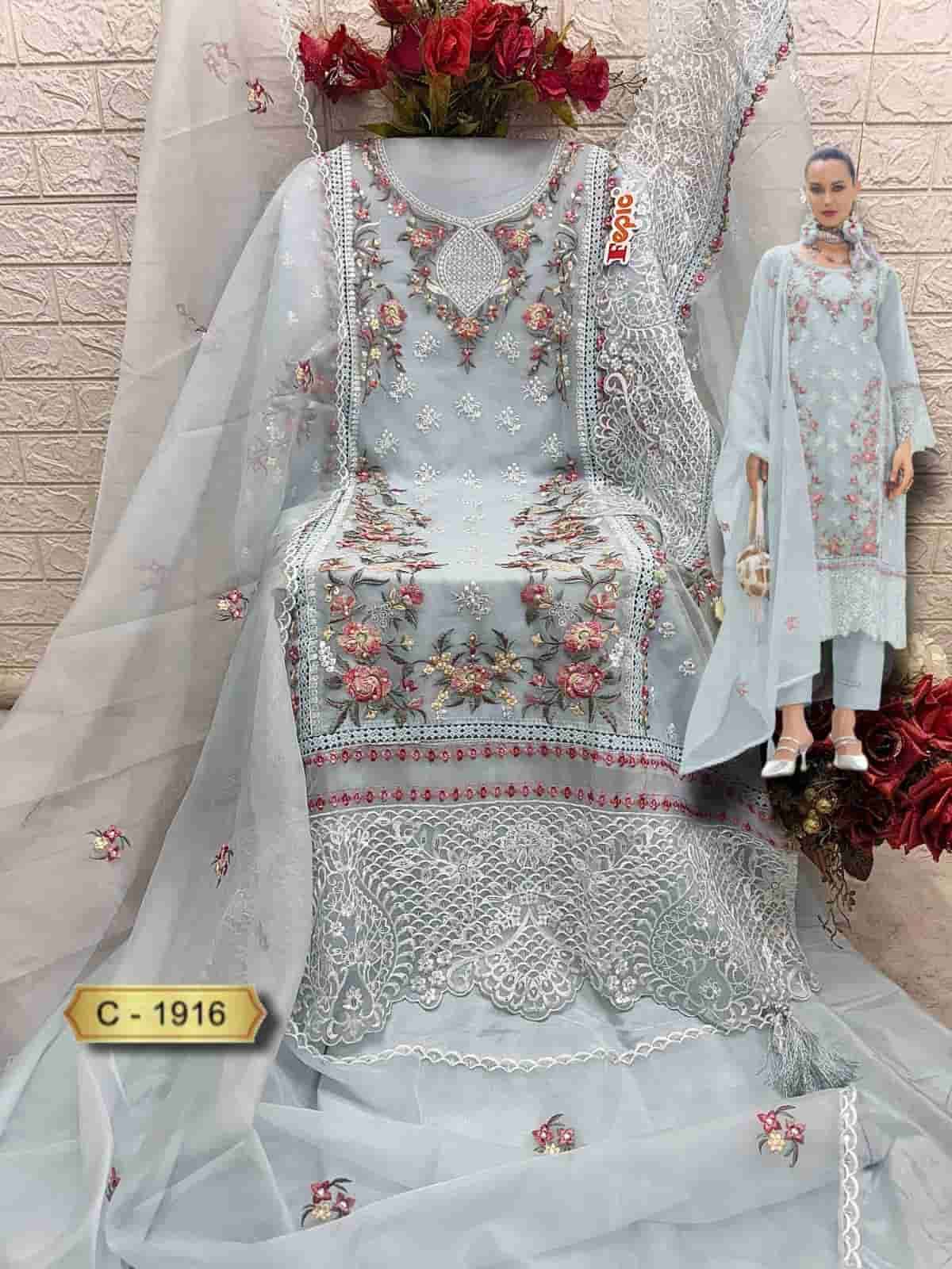 Fepic C 1916 Colors Pakistani Style Designer Organza Salwar Suit Wholesalers view 7