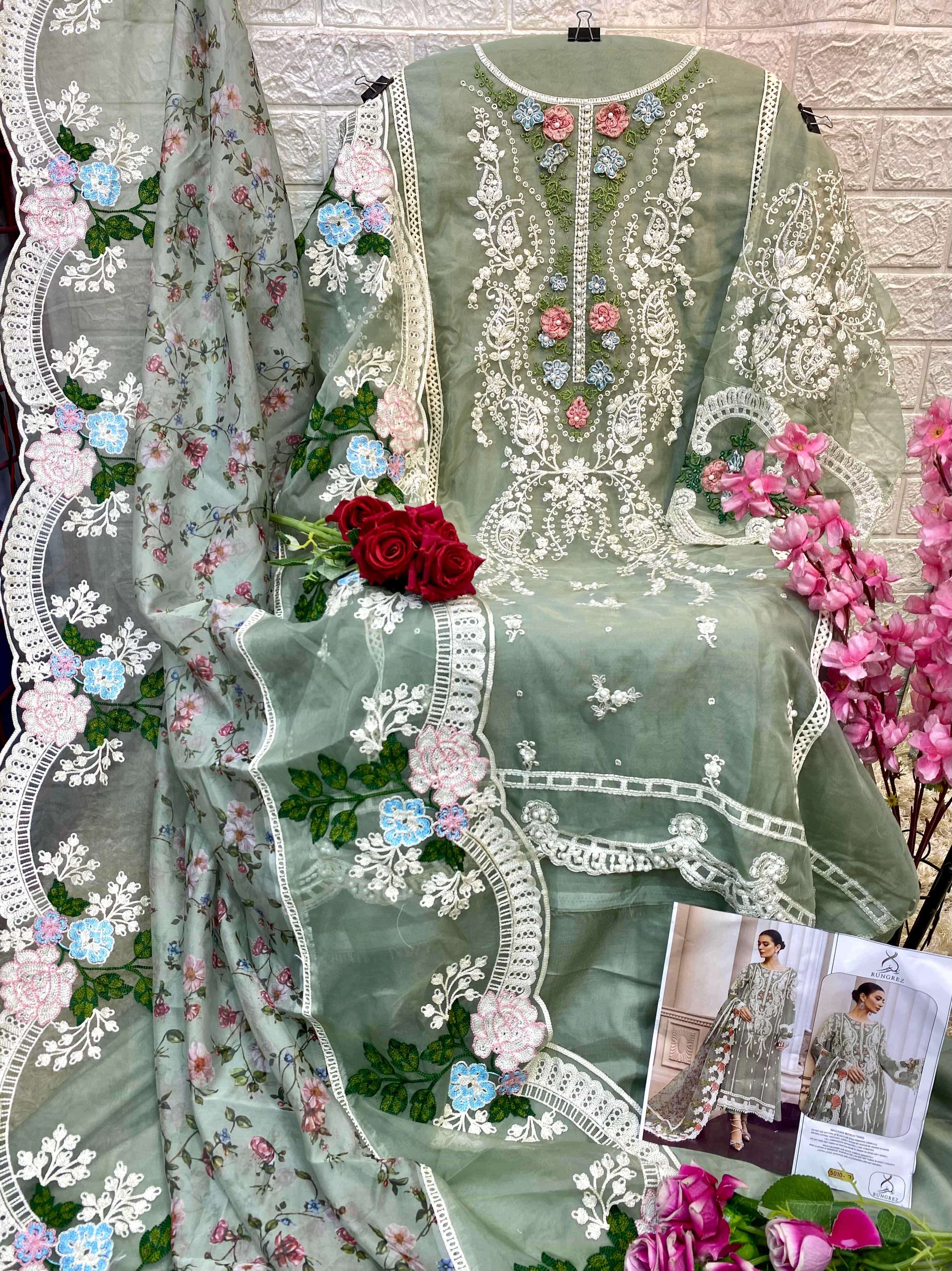 Rungrez 5010 B Latest Exclusive Heavy Designer Pakistani Unstitched Dress Ensemble view 2