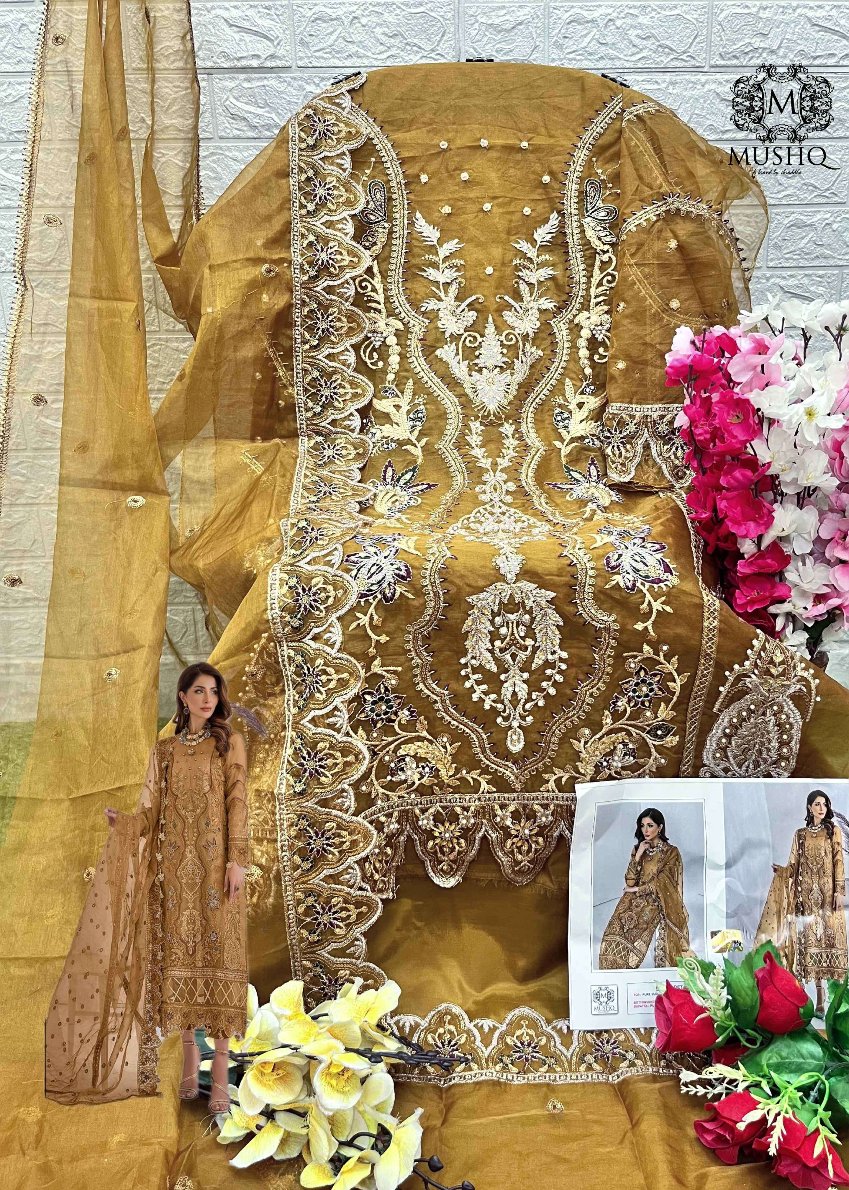 Mushq M 293 Colors New Designer Organza Pakistani Suit Wholesalers view 7