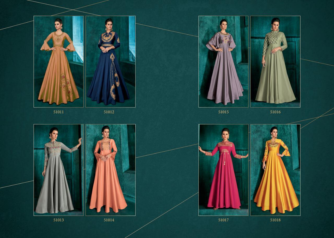 Vardan designer Rozi vol 1 Silk partywear Gown Collection view 12