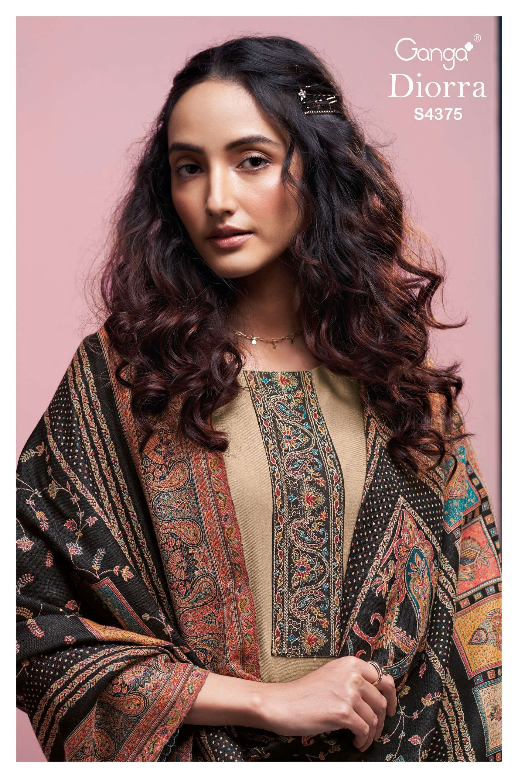 Ganga Fashion Diorra 4375 Fancy Pashmina Jacquard Suit Winter Collection view 3