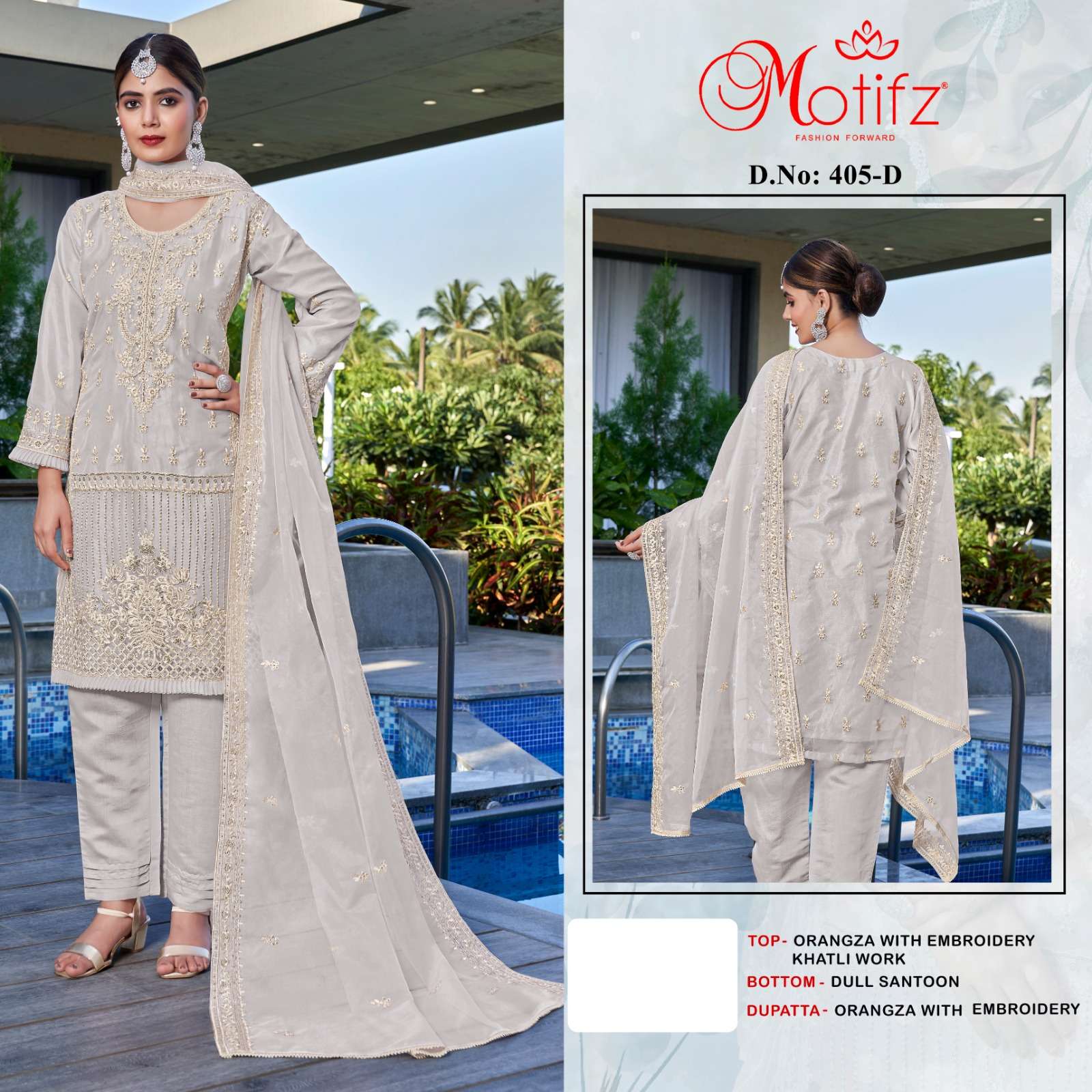 Motifz Organza Embroidered Designer Salwar Suit