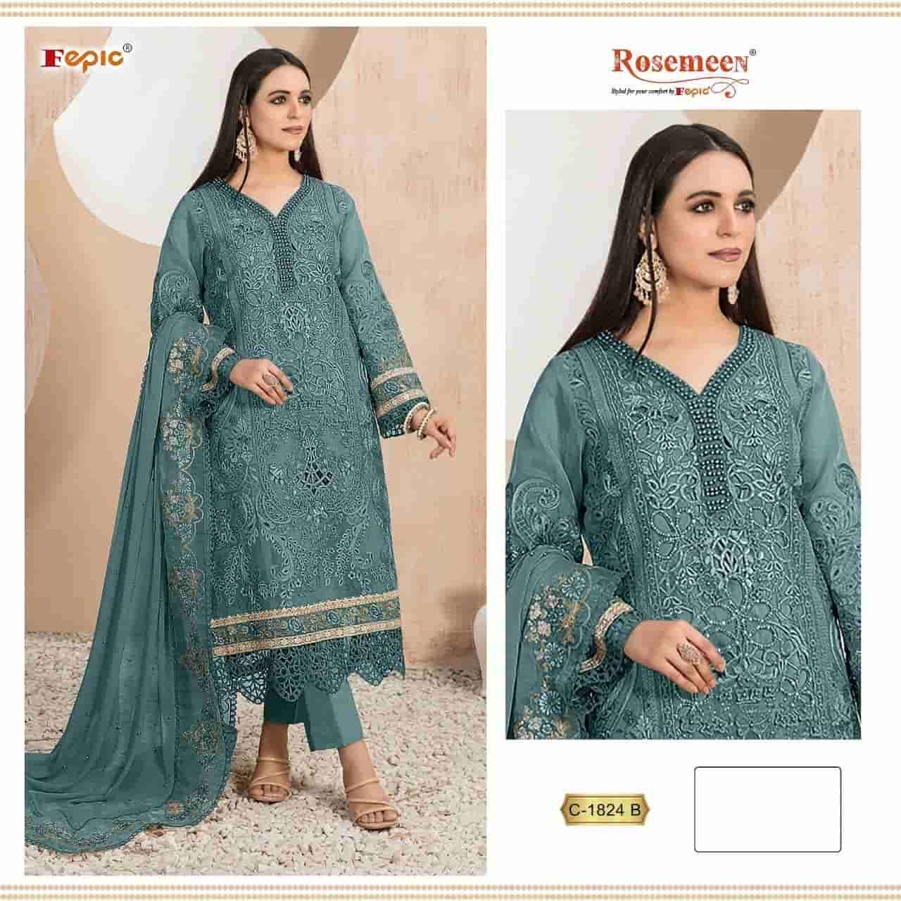 Fepic C 1824 Colors Pakistani Designer Organza Embroidered Suit Wholesalers view 2