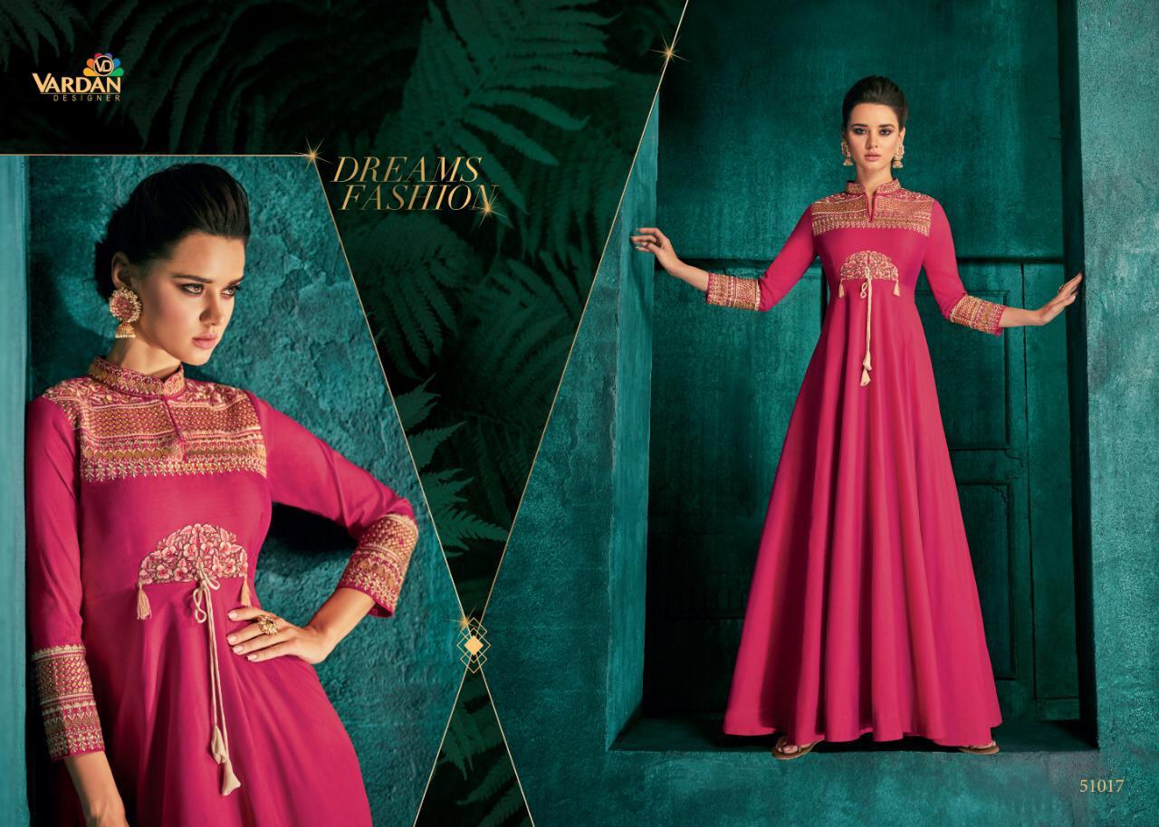 Vardan designer Rozi vol 1 Silk partywear Gown Collection view 4