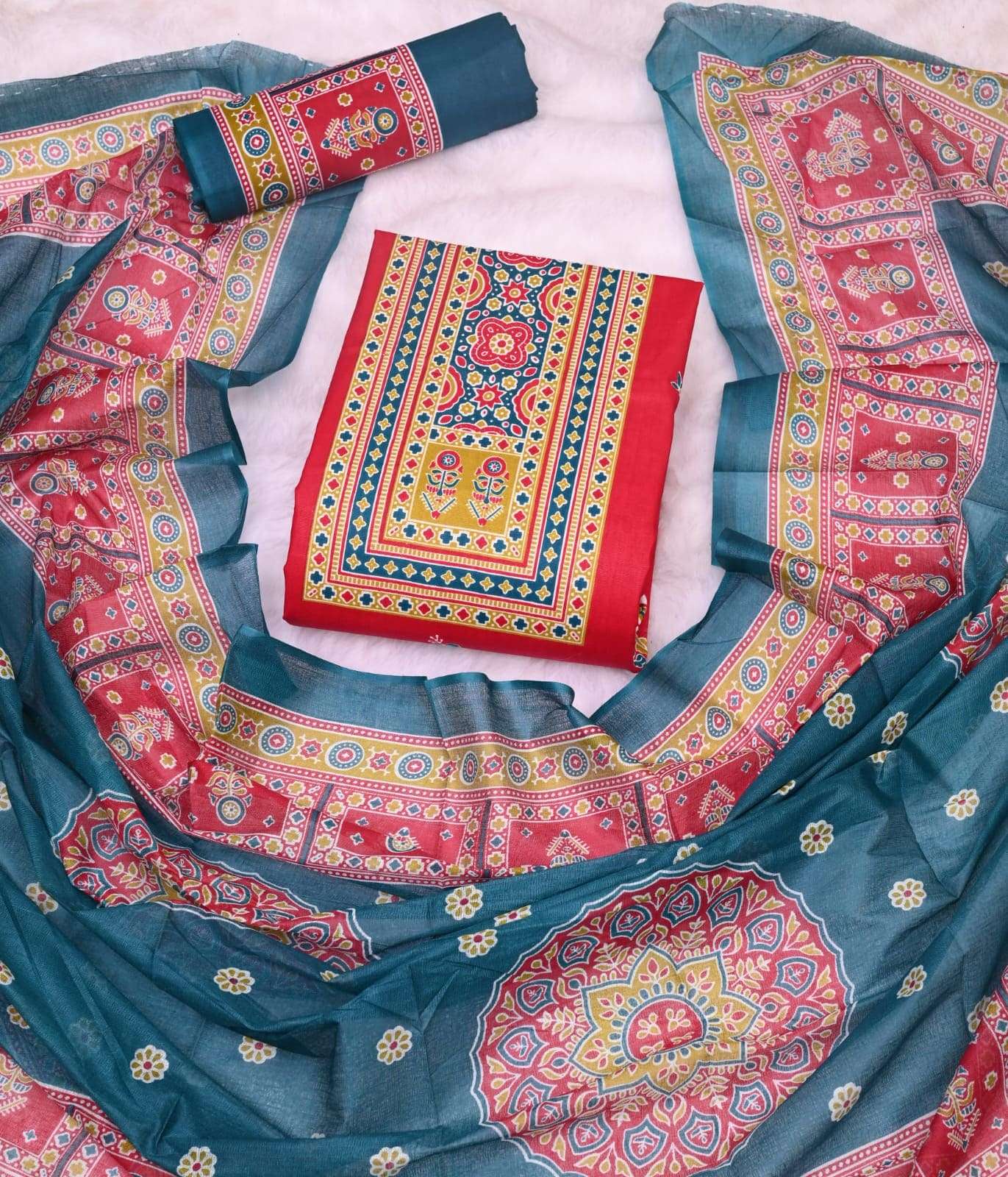 Js Priya Ajrakh Pehnava Vol 4 Premium Wear Cotton Dress Material view 12