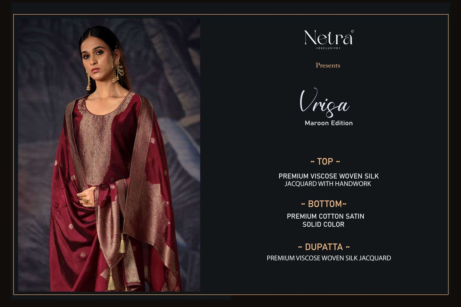 Netra Vrisa Maroon Edition Jacquard Suit view 6
