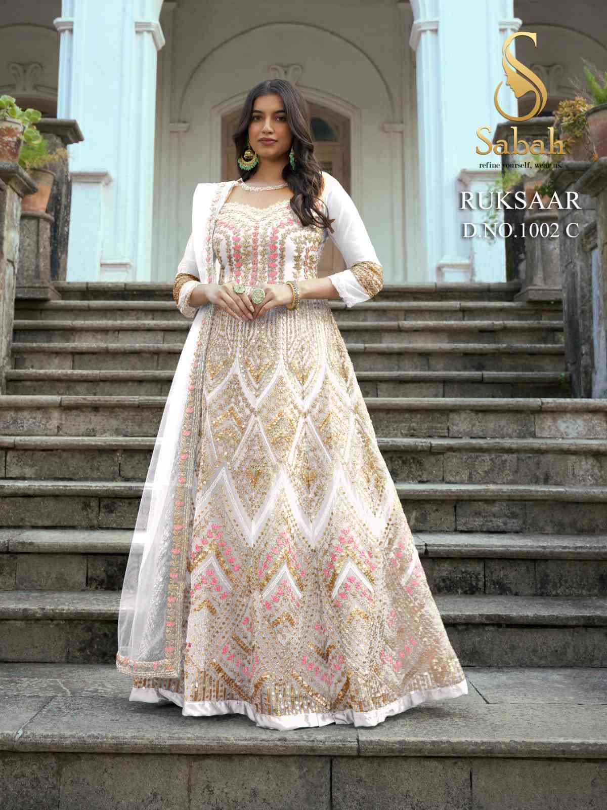 Fk Fashion Sabah Ruksaar 1002 Colors Designer Partywear Gown view 3
