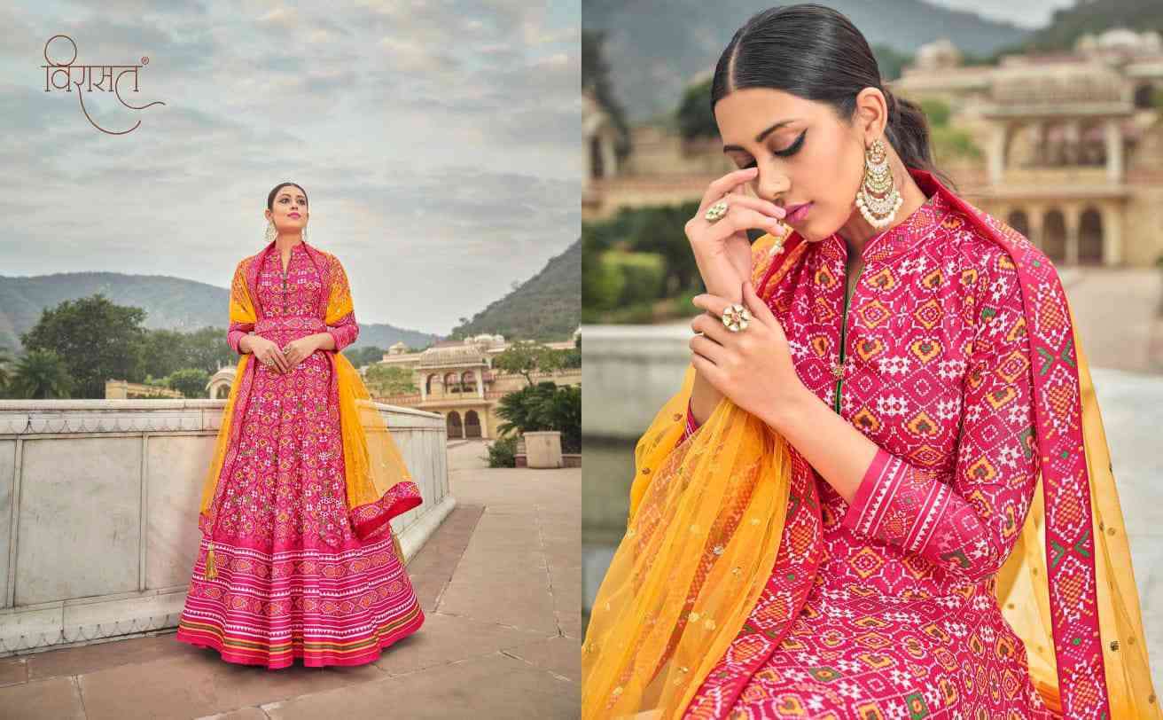 Virasat Patoal Designer Party Wear Silk Gown New Collection view 9
