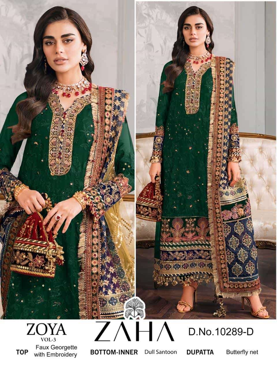 Zaha Zoya Vol 3 10289 Colors Pakistani Festive Wear Style Salwar Suit Wholesalers view 4
