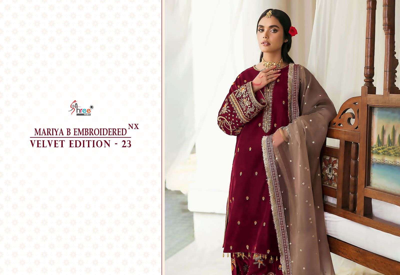 Shree Fabs Mariya B Embroidered Velvet Edition 23 Mini Nx Designer Velvet Suits Exporter view 4