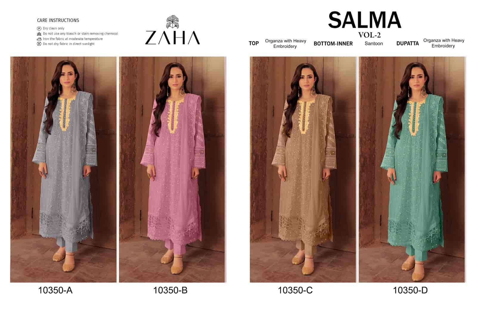 Zaha Salma Vol 2 10350 Colors Pakistani Style Designer Organza Suit Wholesalers view 5