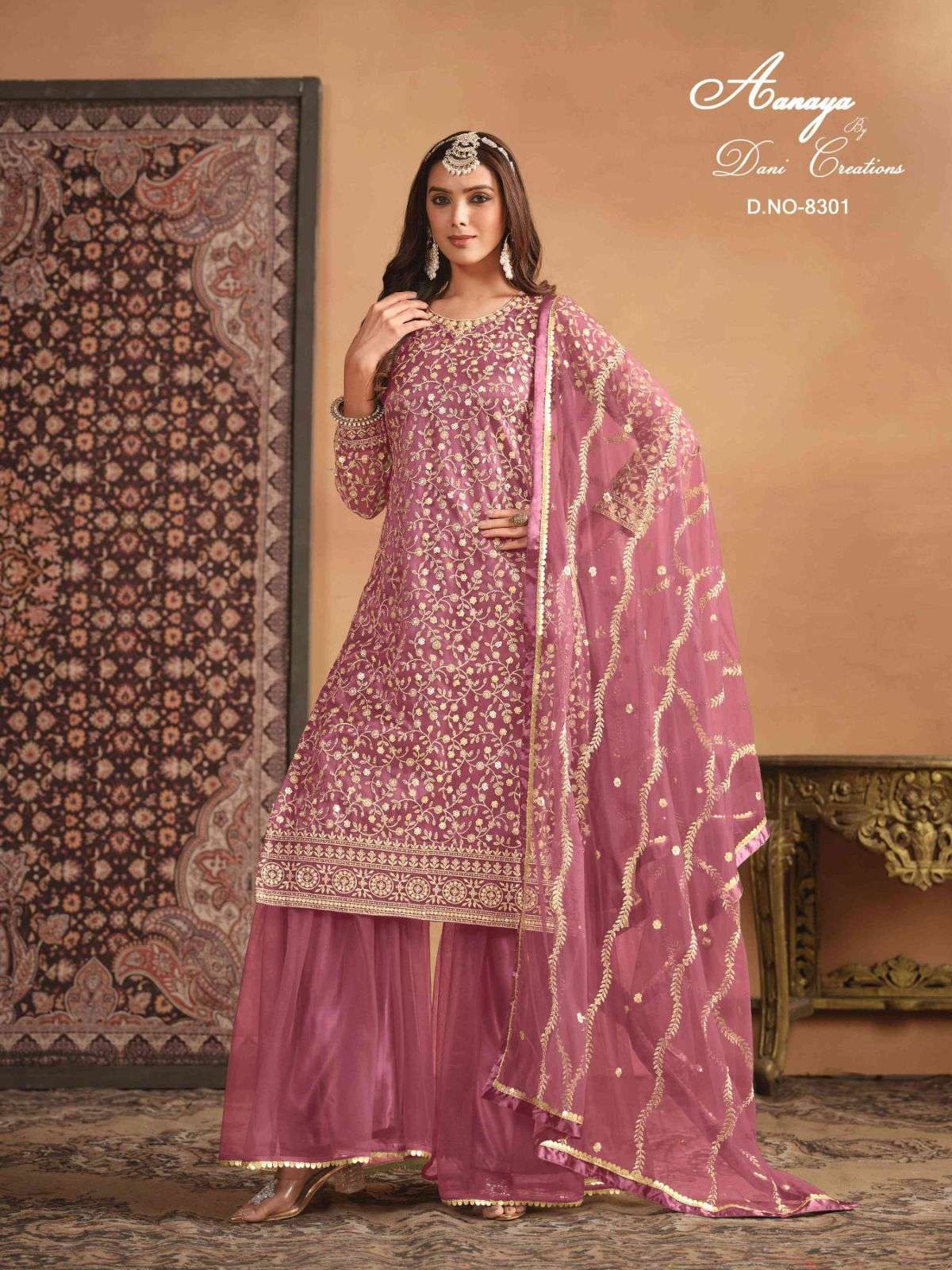 Aanaya Vol 183 8301 To 8304 Embroidered Net Designer Suit Buy view 3