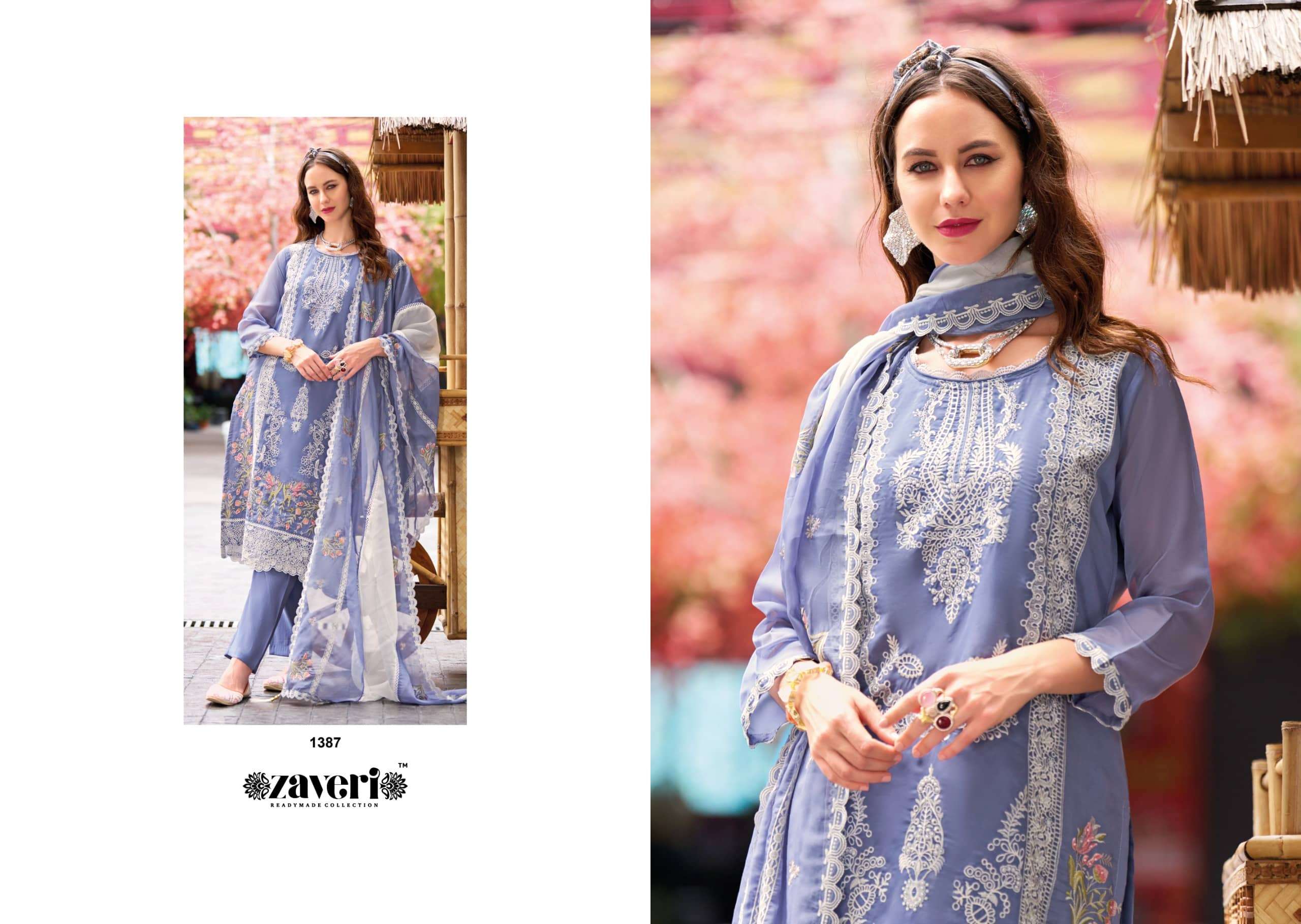 Zaveri Nutan Fancy Organza Suit Readymade Collection view 4