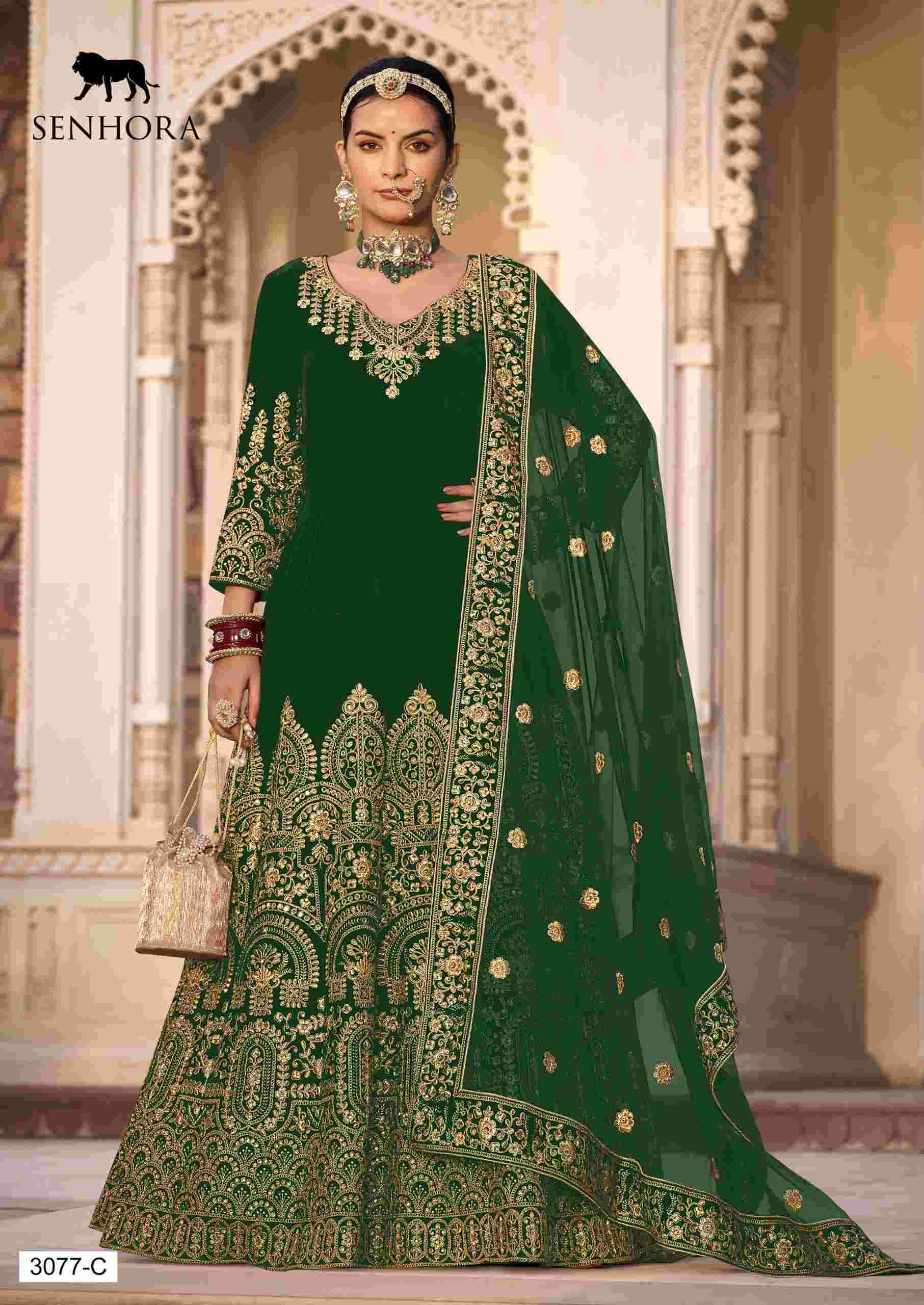 Senhora Riwayat Velvet Bridal Anarkali Gown view 10