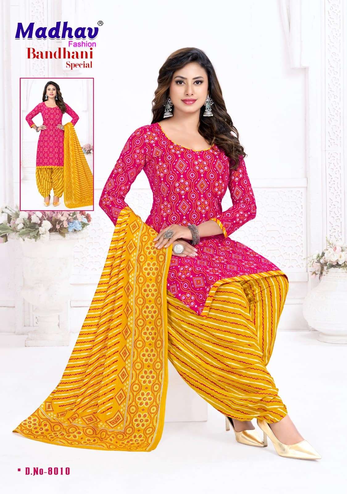 Madhav Fashion Bandhani Special Vol 8 Unstitch Cotton Bandhani Dress view 6