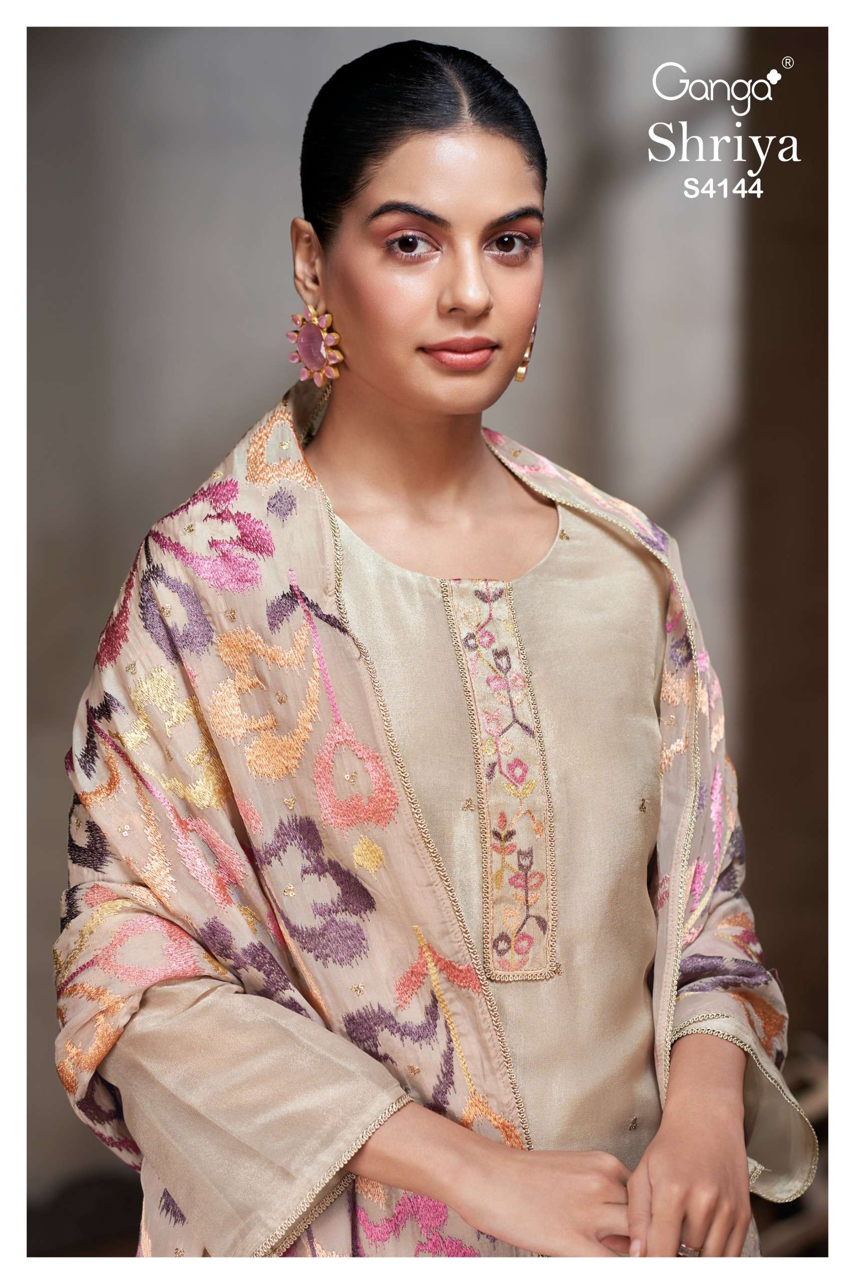 Ganga Fashion Shriya 4144 Pure Bemberg Silk Suit Premium Collection view 3