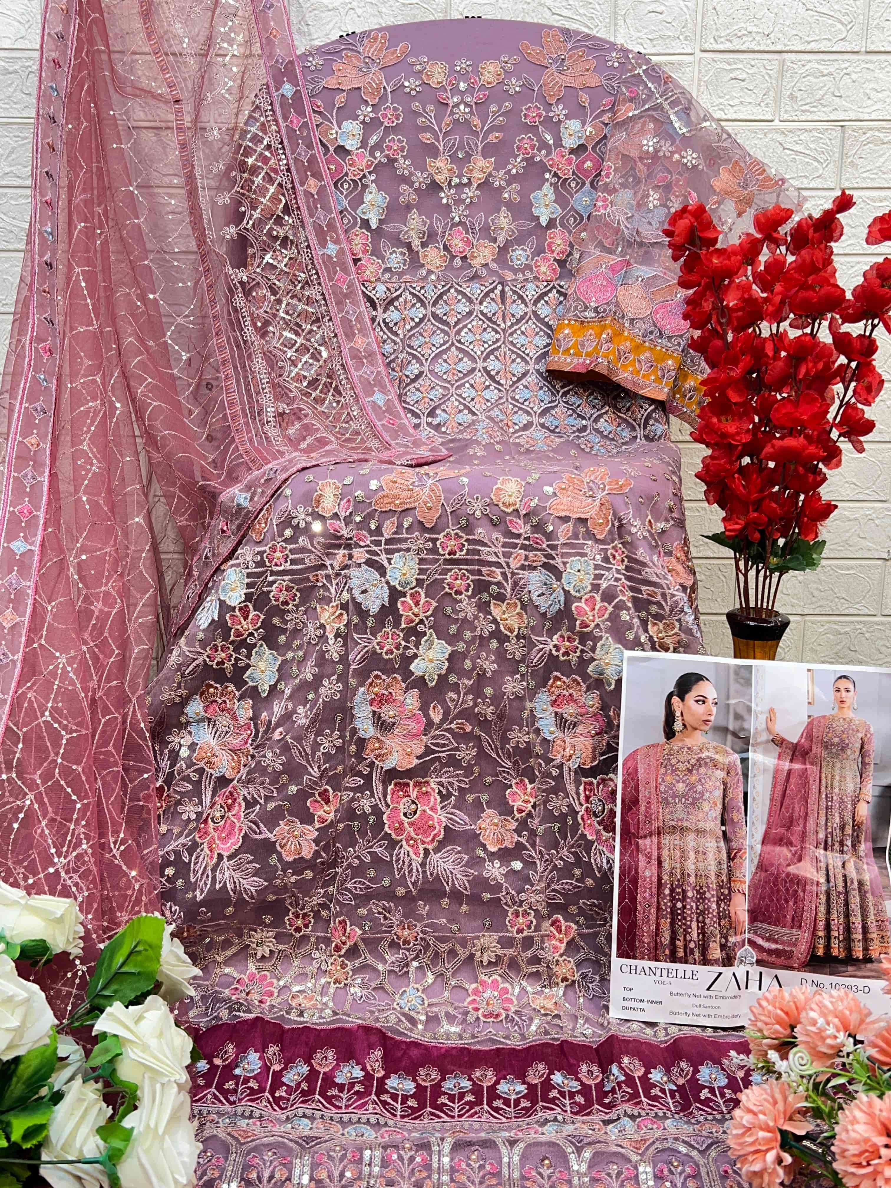 Zaha 10293 D Unstitched Pakistani Salwar Suit Premium Selection view 2
