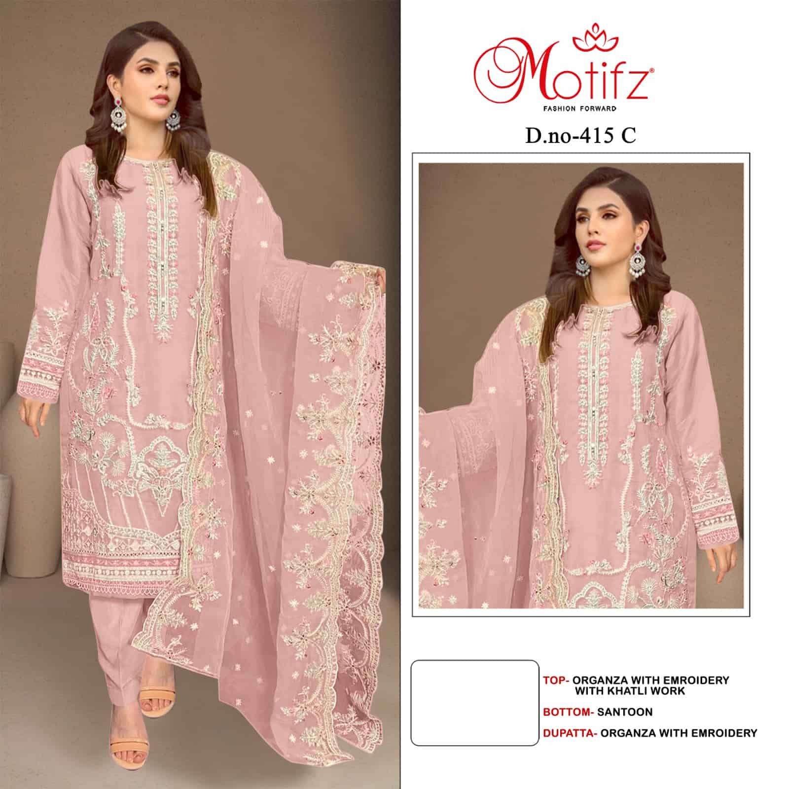 Motifz 415 D Organza Designer Pakistani Suit
